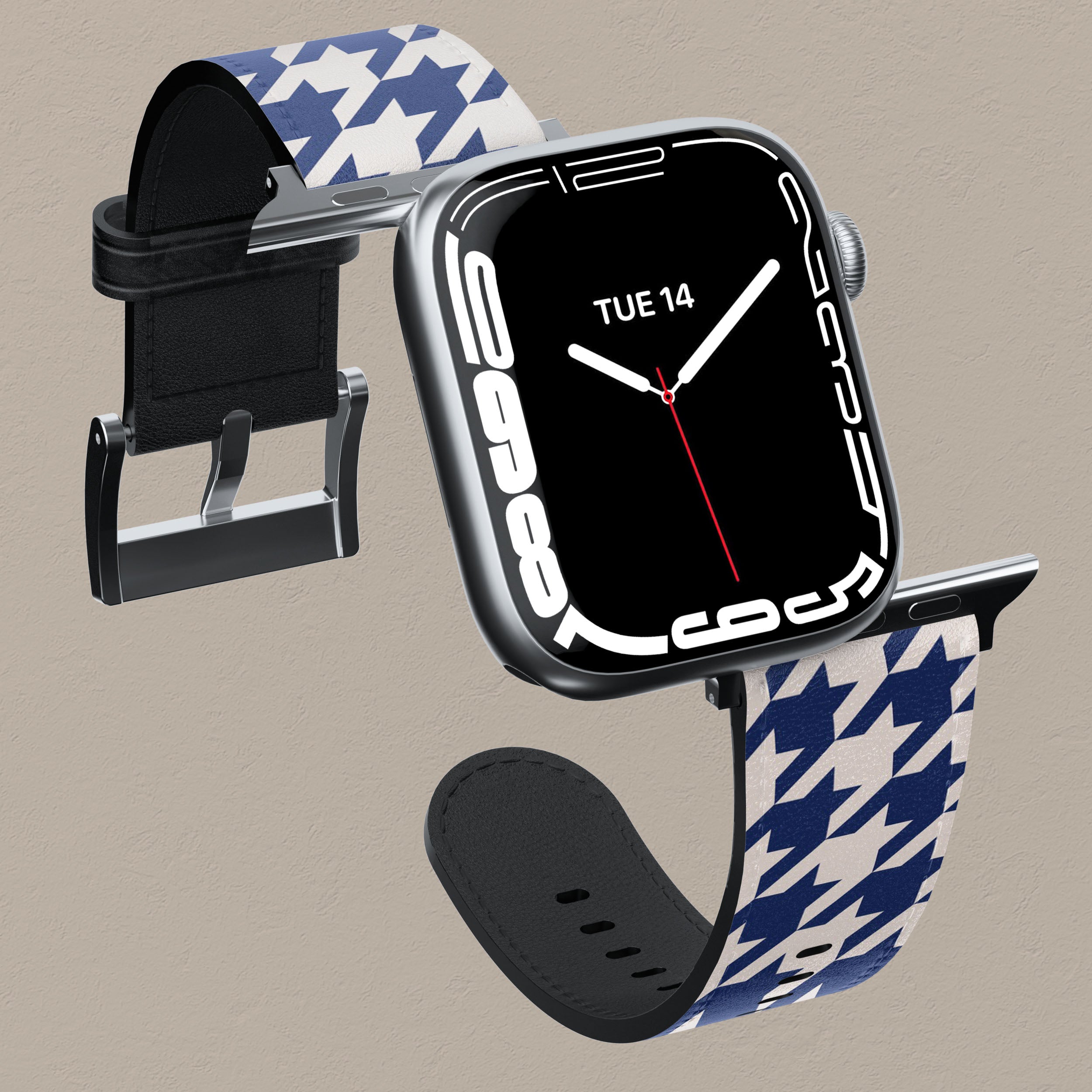 Premium Blue Houndstooth Pattern Apple Watch Band - Stylish & Durable Replacement Strap for Apple Watch Series 9/8/7/SE/6/5/4/3 - Perfect for Workouts, Office & Casual Wear