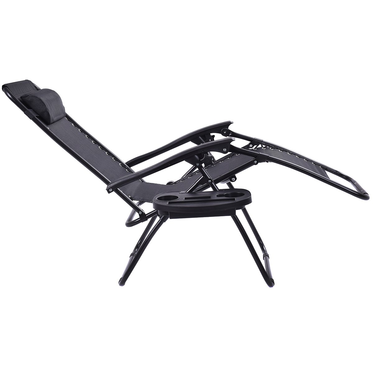 Casart Set of 2 PC Folding Lounge Chairs - Outdoor Zero Gravity Recliners with Cup Holder - Lightweight & Portable for Backyard, Beach, Poolside & Patio Relaxation