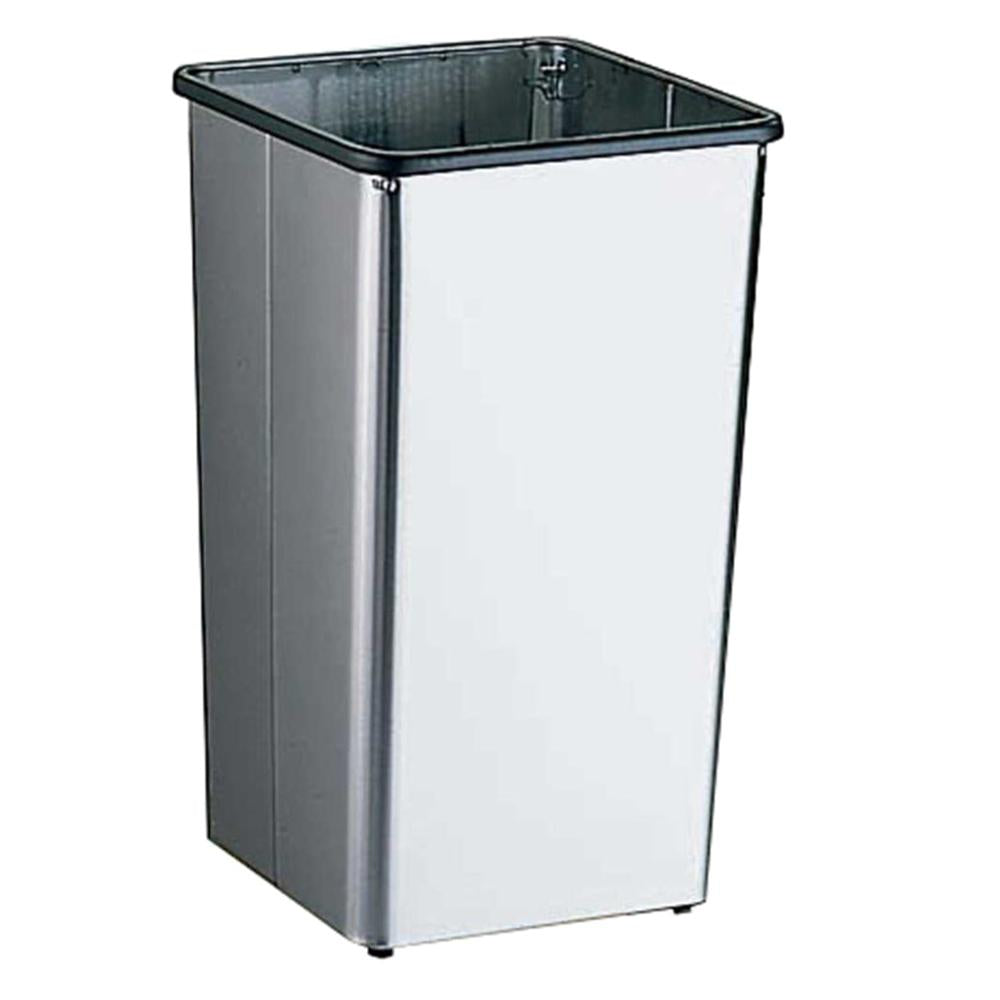 Bobrick B2260 13 Gallon Open Top Waste Receptacle - Freestanding Trash Can with Satin Finish for Office, Restroom & Commercial Spaces