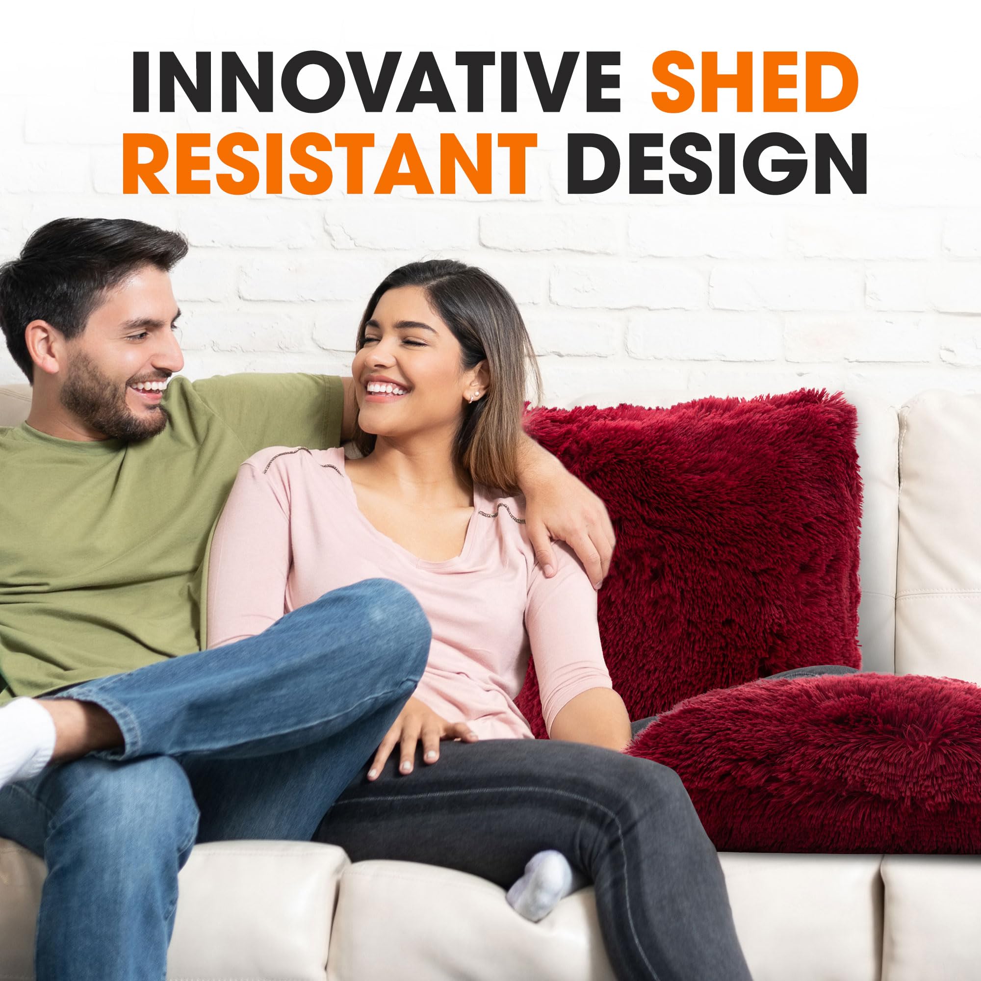 Soft Shaggy Throw Pillows for Couch & Bed - 18