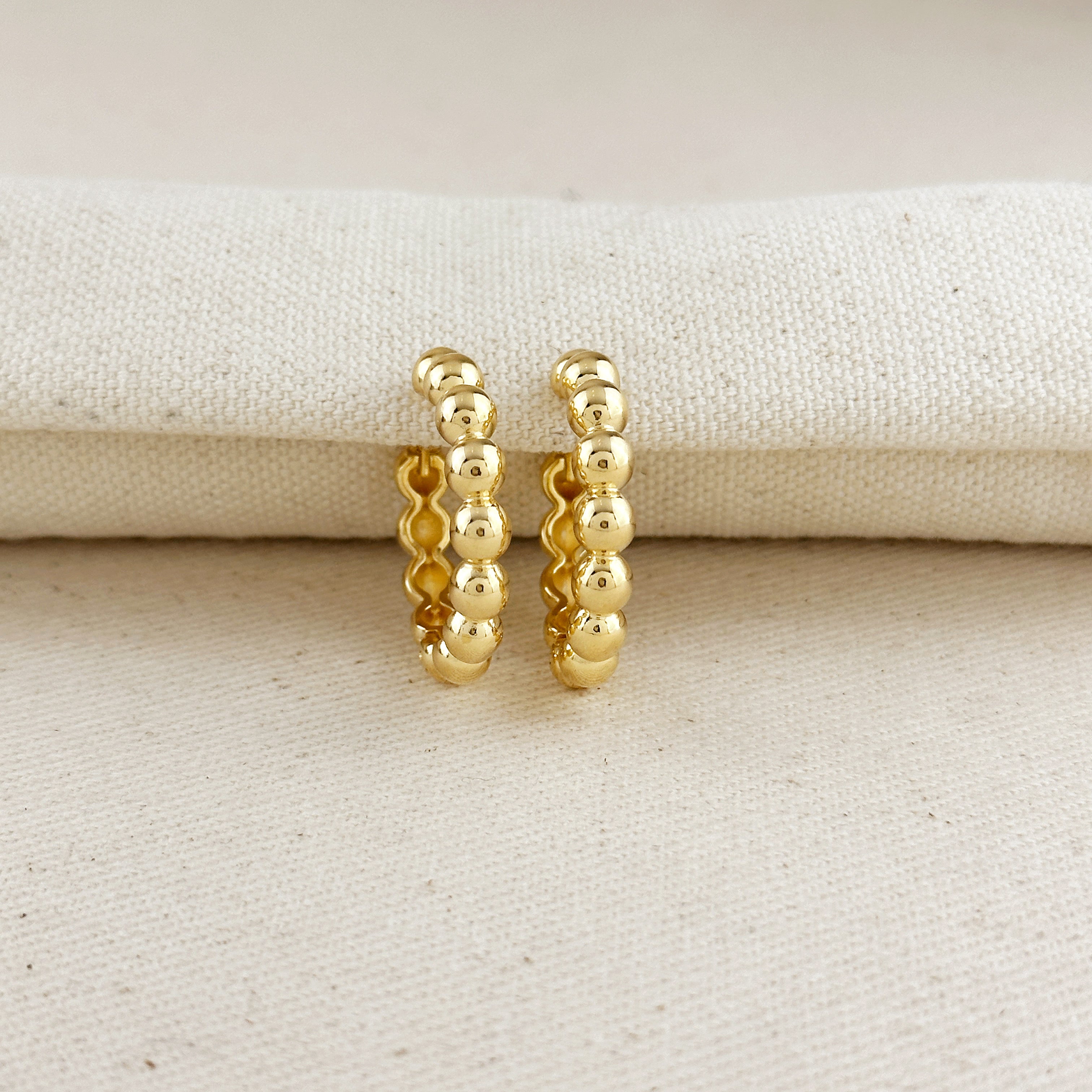18K Gold Filled 28mm Beaded Clicker Hoop Earrings for Women - Elegant & Hypoallergenic Dangle Earrings for Everyday Wear, Parties & Special Occasions