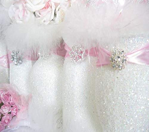 6-Pack White Glitter Candle Holders - Elegant Wedding Centerpiece, Bridal & Baby Shower Decor, Quinceañera Table Decorations with White Candles - Perfect for Romantic Weddings, Birthday Parties & Holiday Home Decor