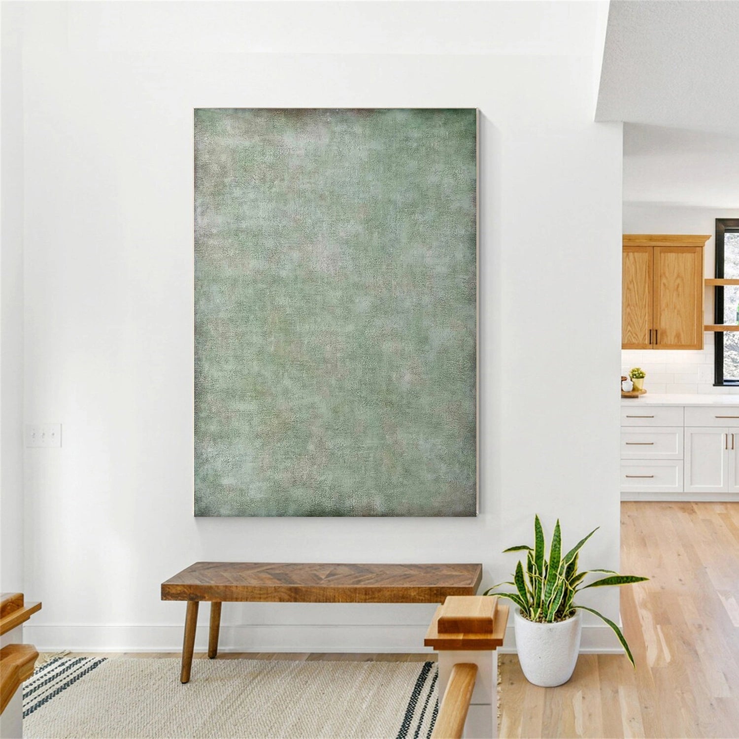 Green Abstract Wall Art Canvas Painting - Modern Home Decor for Living Room, Bedroom & Office | #AB473