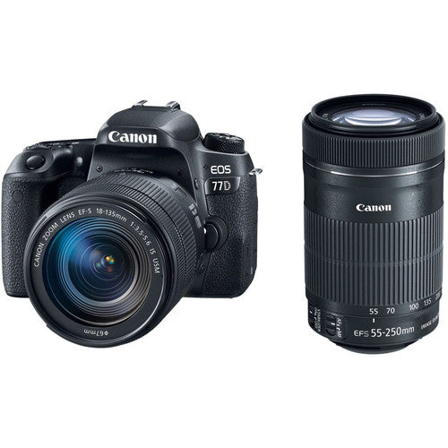Canon EOS 77D DSLR Camera with 18-135mm USM & 55-250mm Lenses Kit - Professional Photography for Travel, Sports & Wildlife Shooting