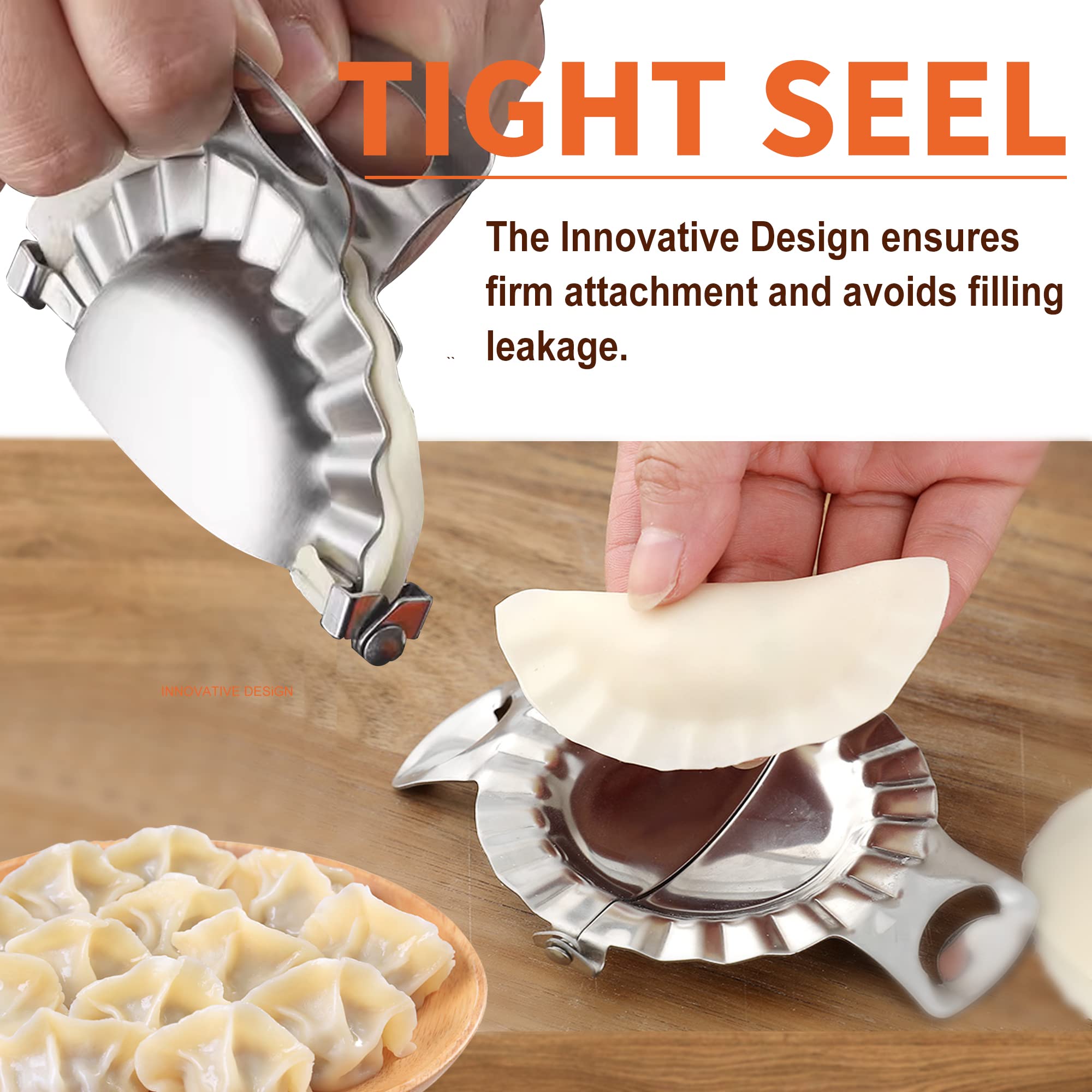 Premium Stainless Steel Dumpling Maker & Empanada Press Set - 2 Sizes (5-Piece) with Dough Cutter for Chinese Dumplings, Pierogi, Calzones, Pastelitos & More | Perfect for Home Cooking, Meal Prep & Party Snacks