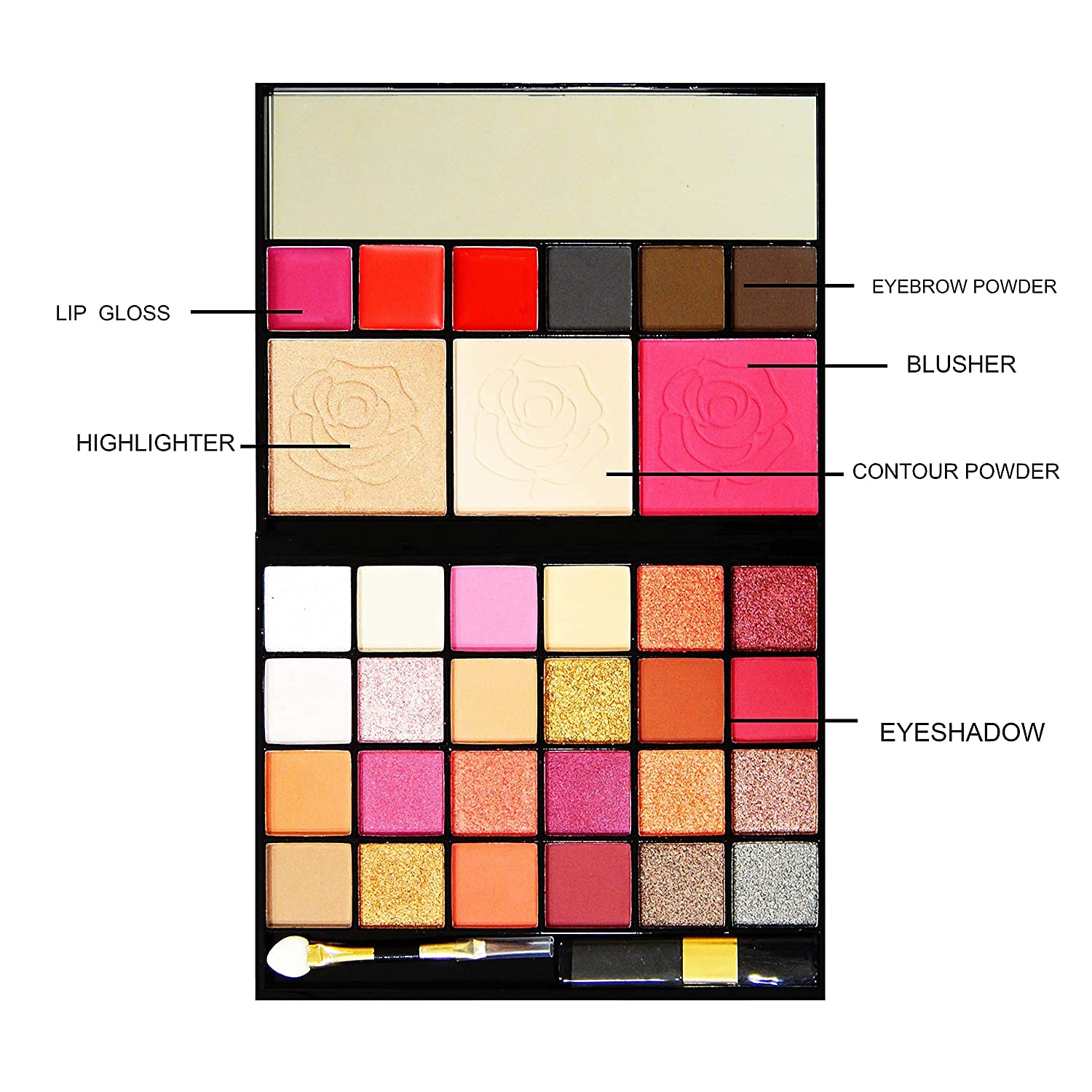 HUDA CRUSH BEAUTY Eyeshadow Palette with Brush Set - All-in-One Makeup Kit with Pigmented Eyeshadows & Pink Foundation Blending Brush for Face Makeup | Perfect for Professional Makeup Artists & Everyday Glam Looks