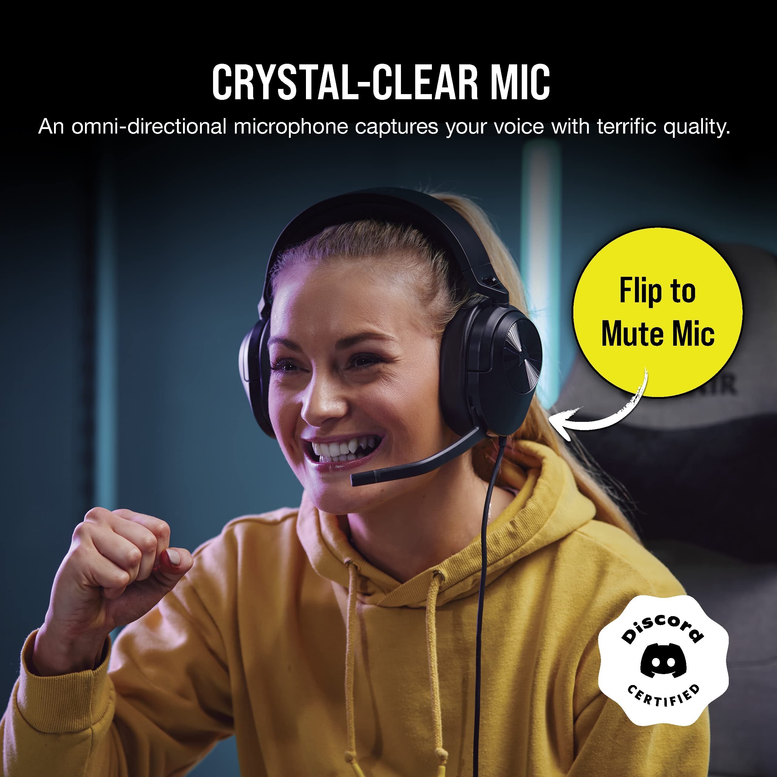 Corsair HS55 Wireless Gaming Headset with Dolby Audio 7.1 Surround Sound - Lightweight Over-Ear Headphones with Memory Foam Ear Pads & Noise-Cancelling Mic for PC, Mac, PS5, Xbox, Nintendo Switch - Perfect for FPS, Streaming & Online Gaming