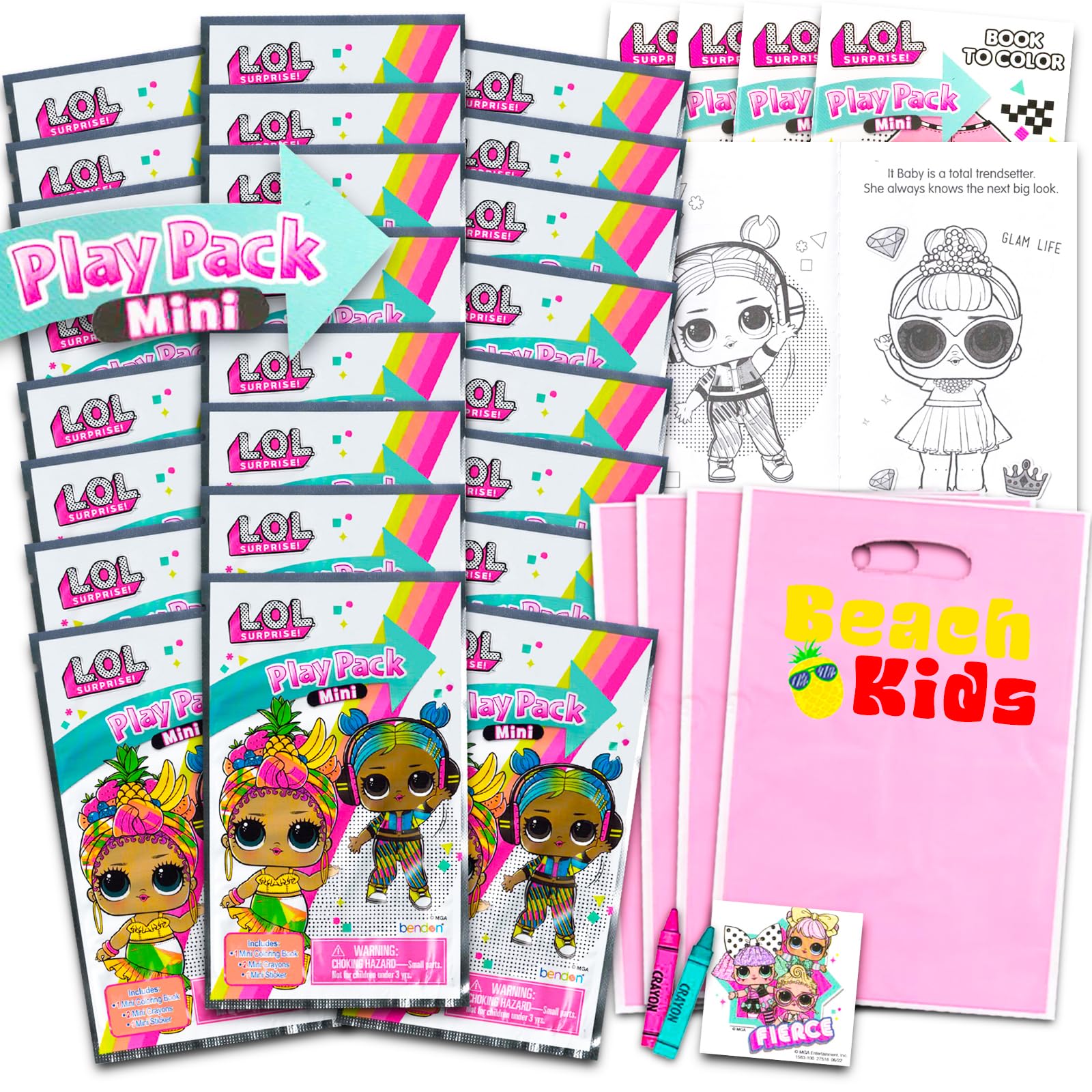 LOL Surprise Doll Mini Party Favor Set for Kids - 24 Grab & Go Play Packs with Coloring Pages & Stickers | Perfect for Birthday Parties, Goodie Bags & Classroom Rewards