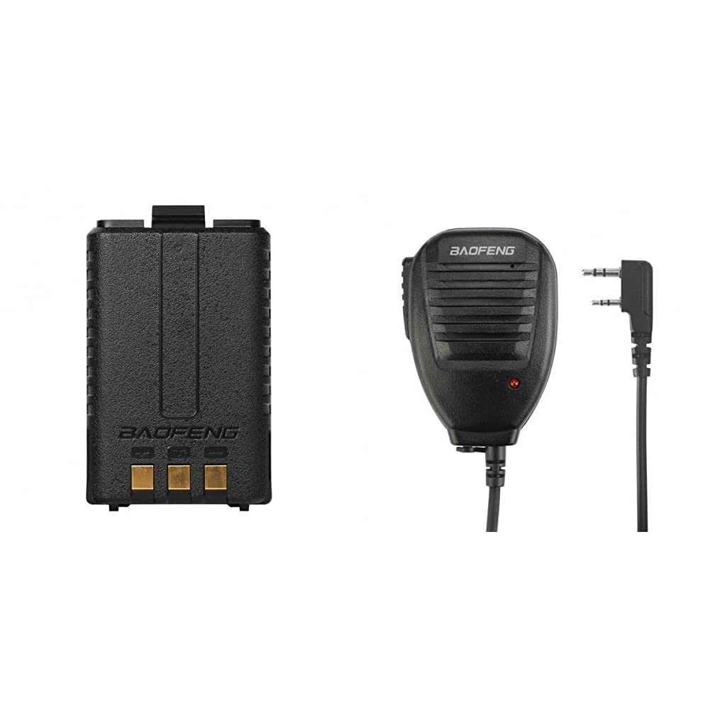 Original BAOFENG UV-5R Two-Way Radio Battery & BF-S112 Speaker - Compatible with UV-5R Walkie Talkies - Durable Communication Accessories for Outdoor Adventures, Construction Sites & Emergency Preparedness