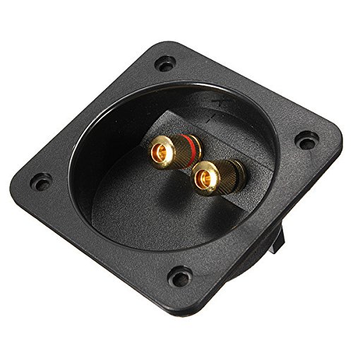 Square Recessed Speaker Junction Box with Gold Binding Posts - Premium Audio Installation Solution for Home Theater & In-Wall Speaker Systems