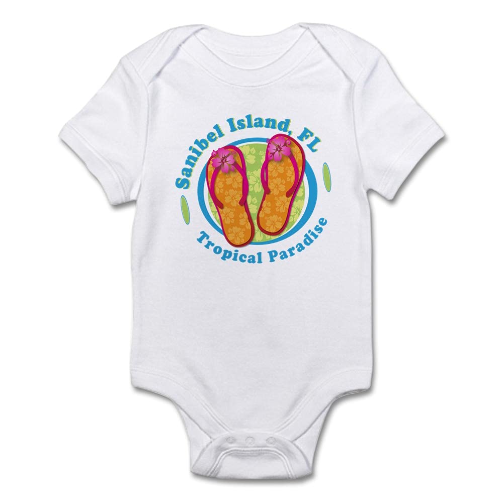 Sanibel Island Flip Flops Infant Baby Bodysuit - Cute Beach Outfit for Newborns & Toddlers - Perfect for Vacation, Family Photos & Summer Wear