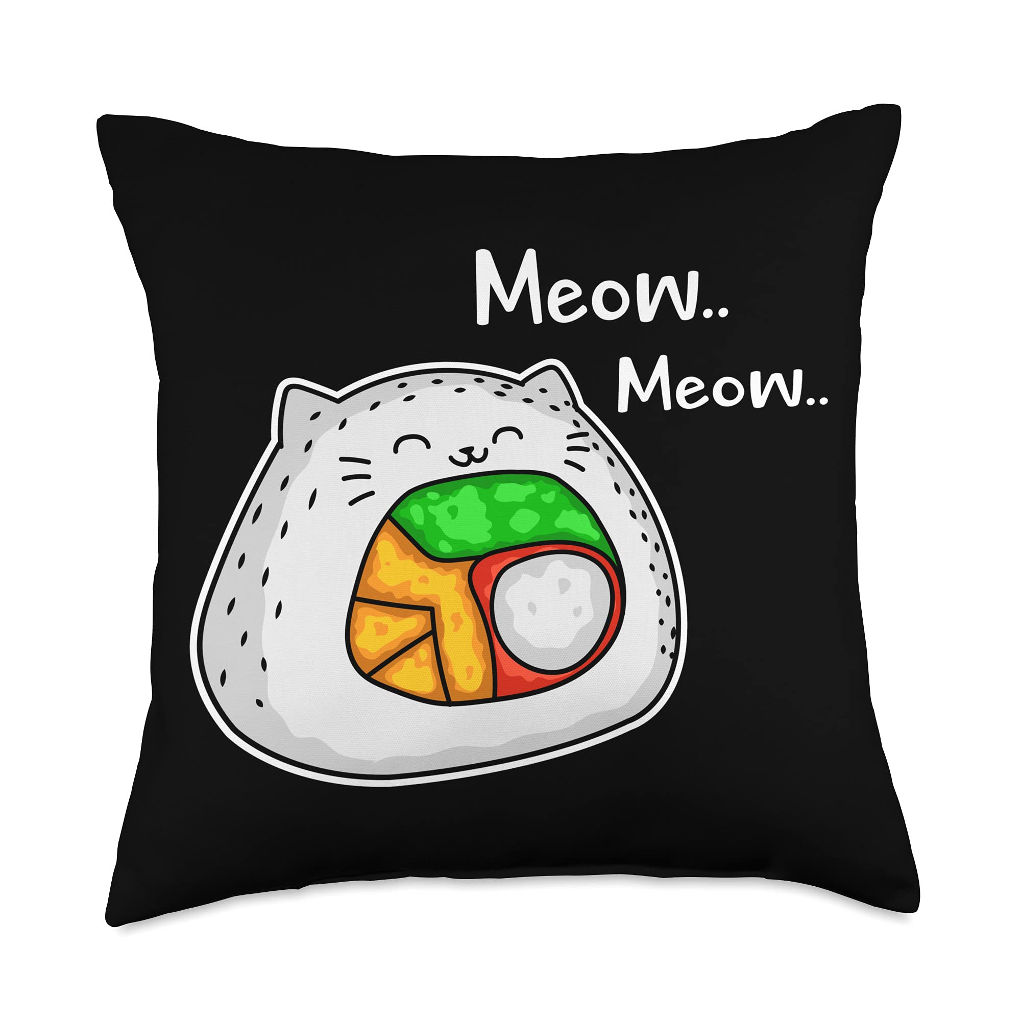 Kawaii Sushi Throw Pillow - 18x18 Multicolor for Japanese Food Lovers | Home Decor Gift