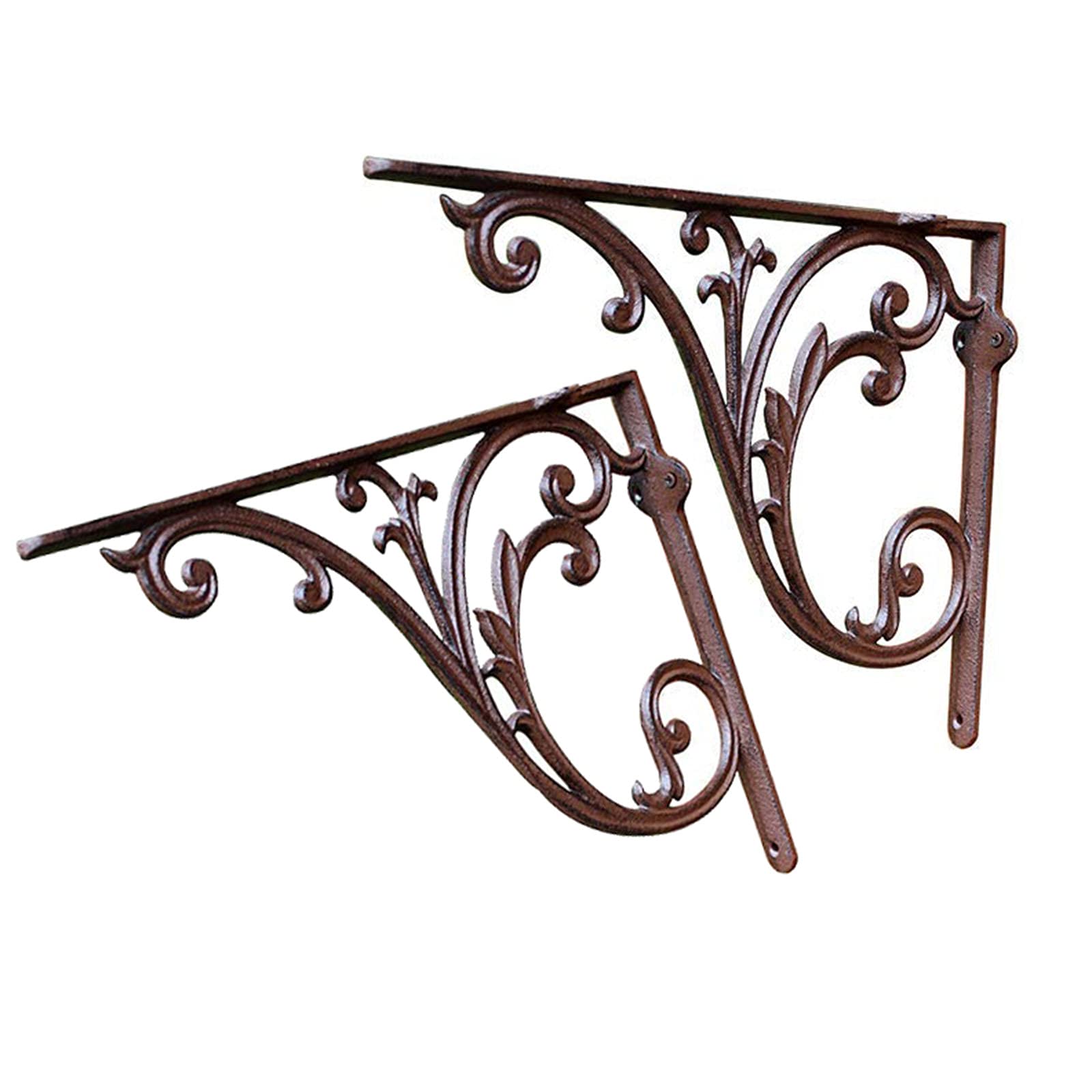 Vintage Cast Iron Heavy Duty Wall Shelf Brackets - 16