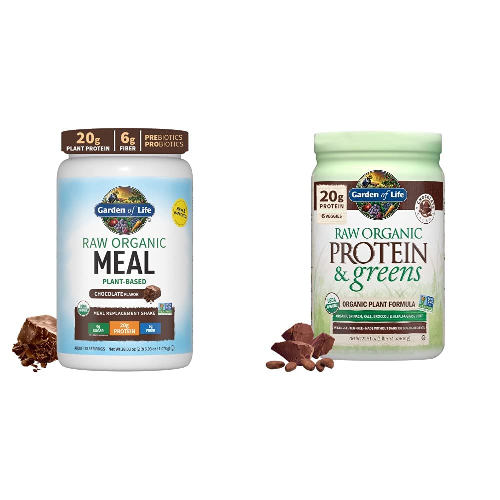 Garden of Life Organic Chocolate Vegan Meal Replacement Shake & Protein Powder - 2.4 LB, 20 Servings, Dairy-Free, Plant-Based Nutrition for Weight Management & Post-Workout Recovery | Perfect for Smoothies, Breakfast, and Healthy Snacks