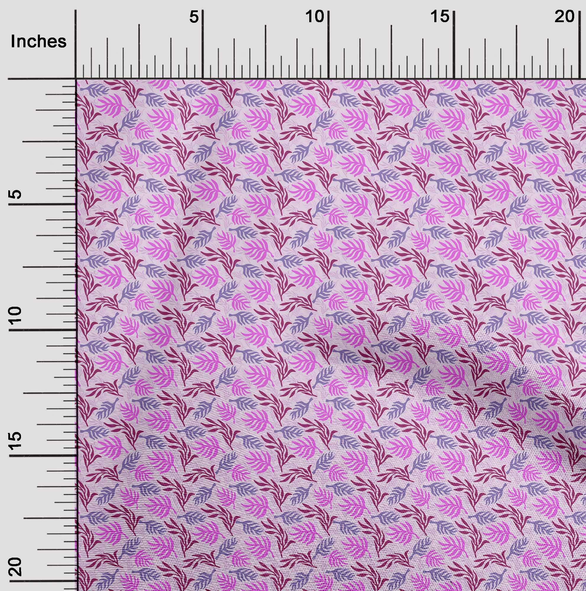 oneOone Polyester Lycra Fuschia Pink Leaf Print Fabric - 56 Inch Wide Dress Material by The Yard | Perfect for DIY Dresses, Skirts & Home Decor Projects