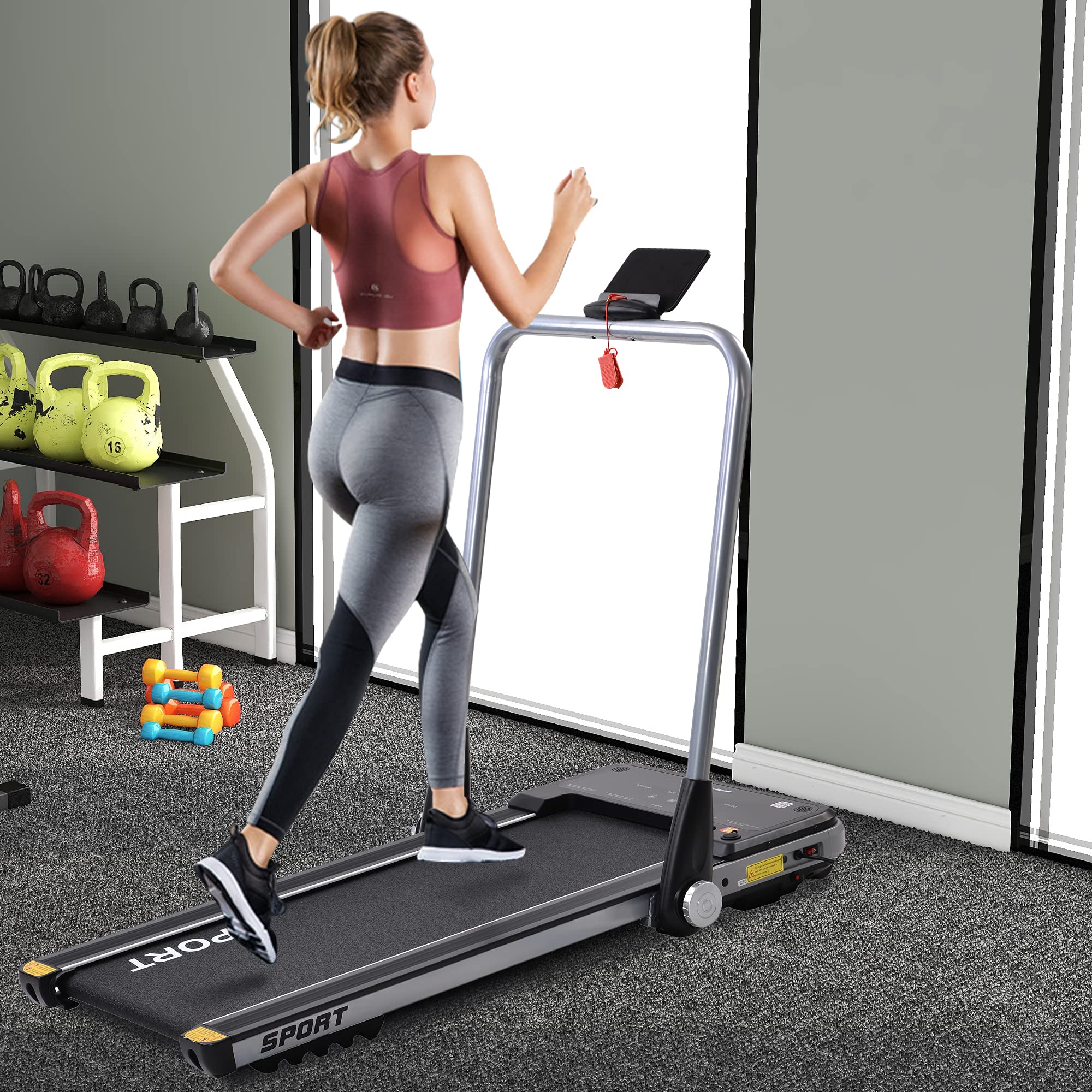 AOBOLAN 2.5HP Smart Electric Folding Treadmill - Motorized Running Machine for Home Gym, Jogging & Cardio Workout - Compact Horizontally Foldable Design for Small Spaces - Perfect for Home Office, Apartment & Indoor Fitness