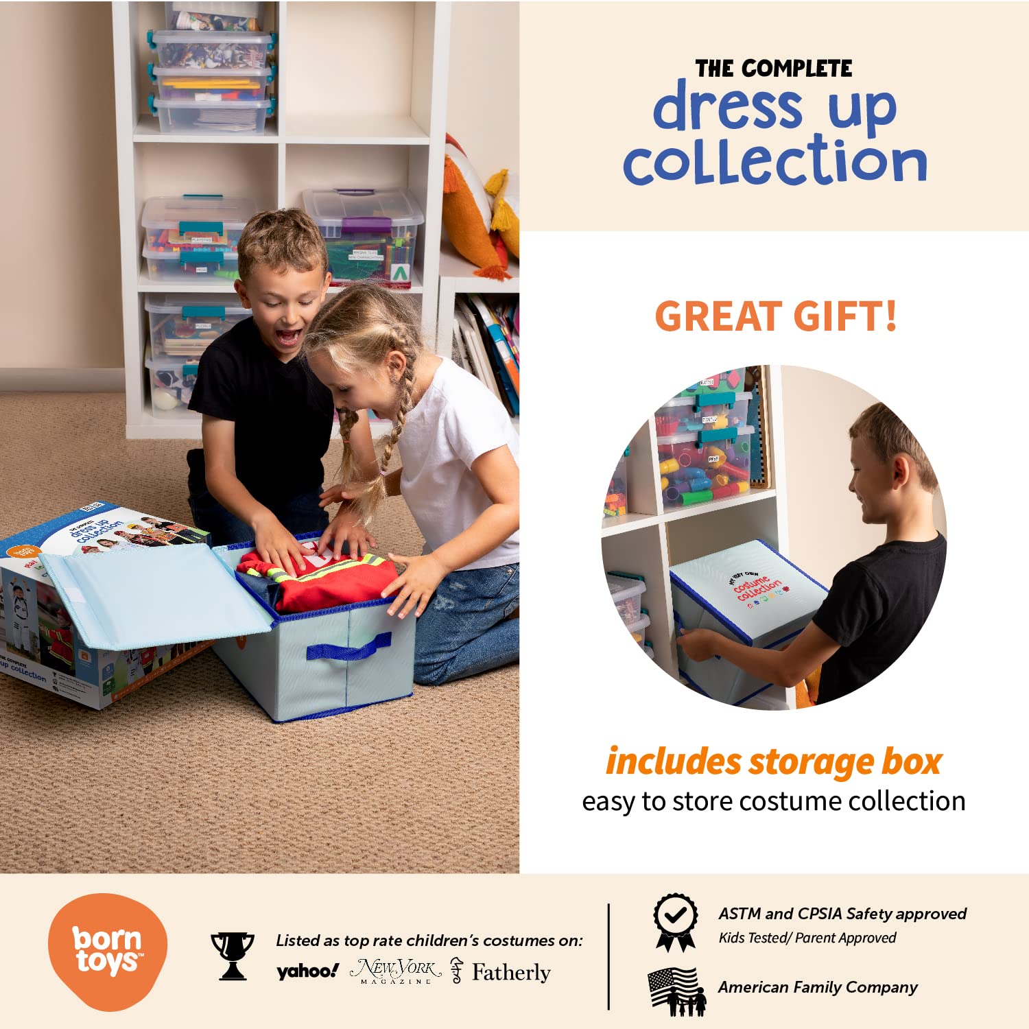 Born Toys Pretend Play Costumes for Kids Ages 3-7 - Washable Toddler Dress Up Set (6 in 1) for Role Play, Halloween & Birthday Parties