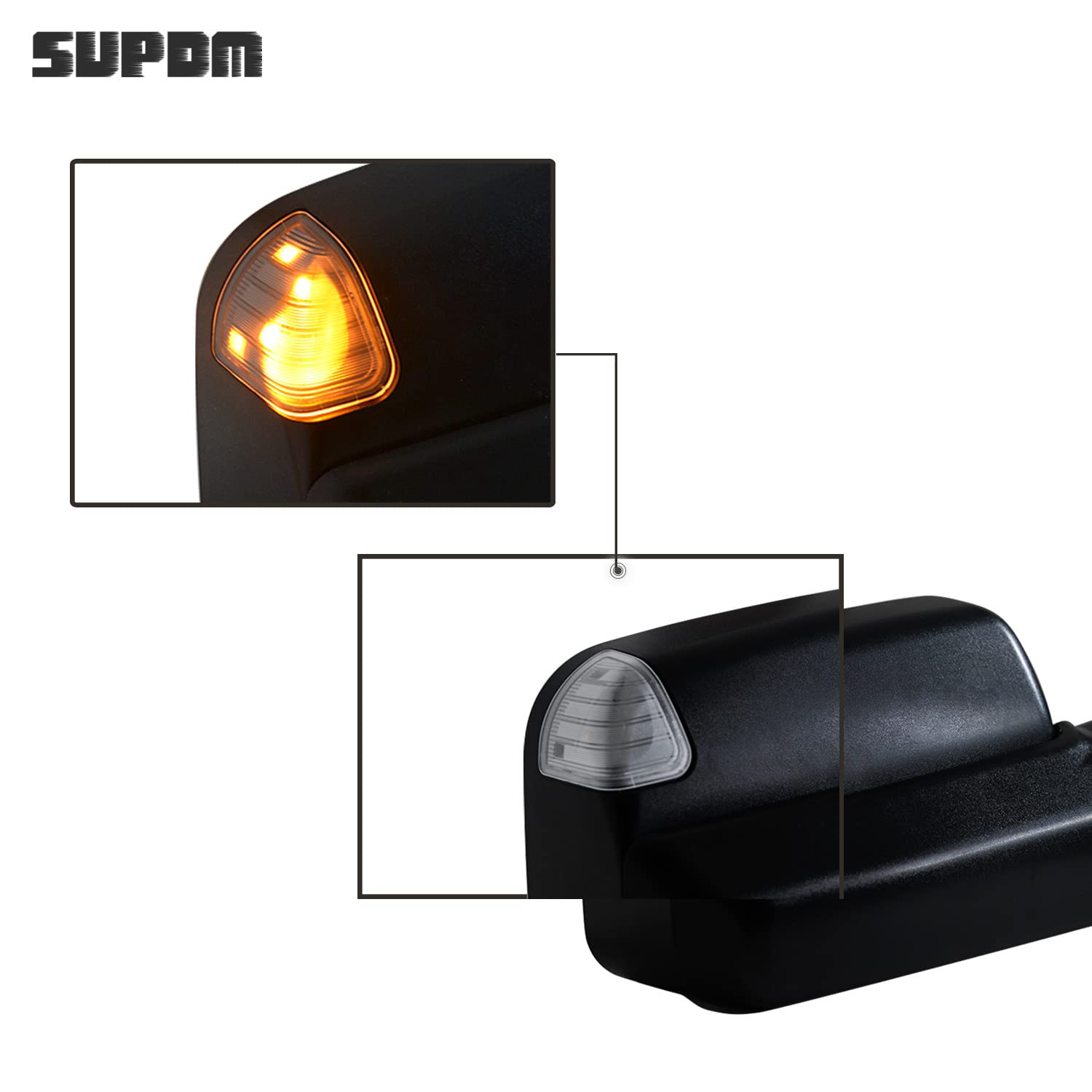Heated Power Towing Mirrors with Turn Signal & Puddle Lights - Compatible with 2009-2018 Ram 1500/2500/3500 Pickup Trucks - Black Housing (Left+Right Set) - Perfect for Towing, Off-Roading & Night Driving