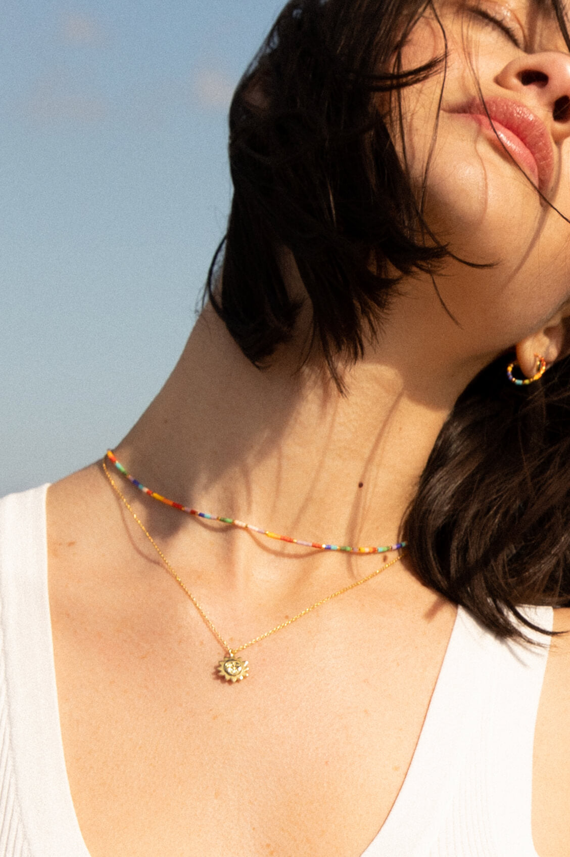 Rainbow Beaded Necklace for Women - Colorful Bohemian Beaded Jewelry - Perfect for Festivals, Beach Parties & Summer Outfits