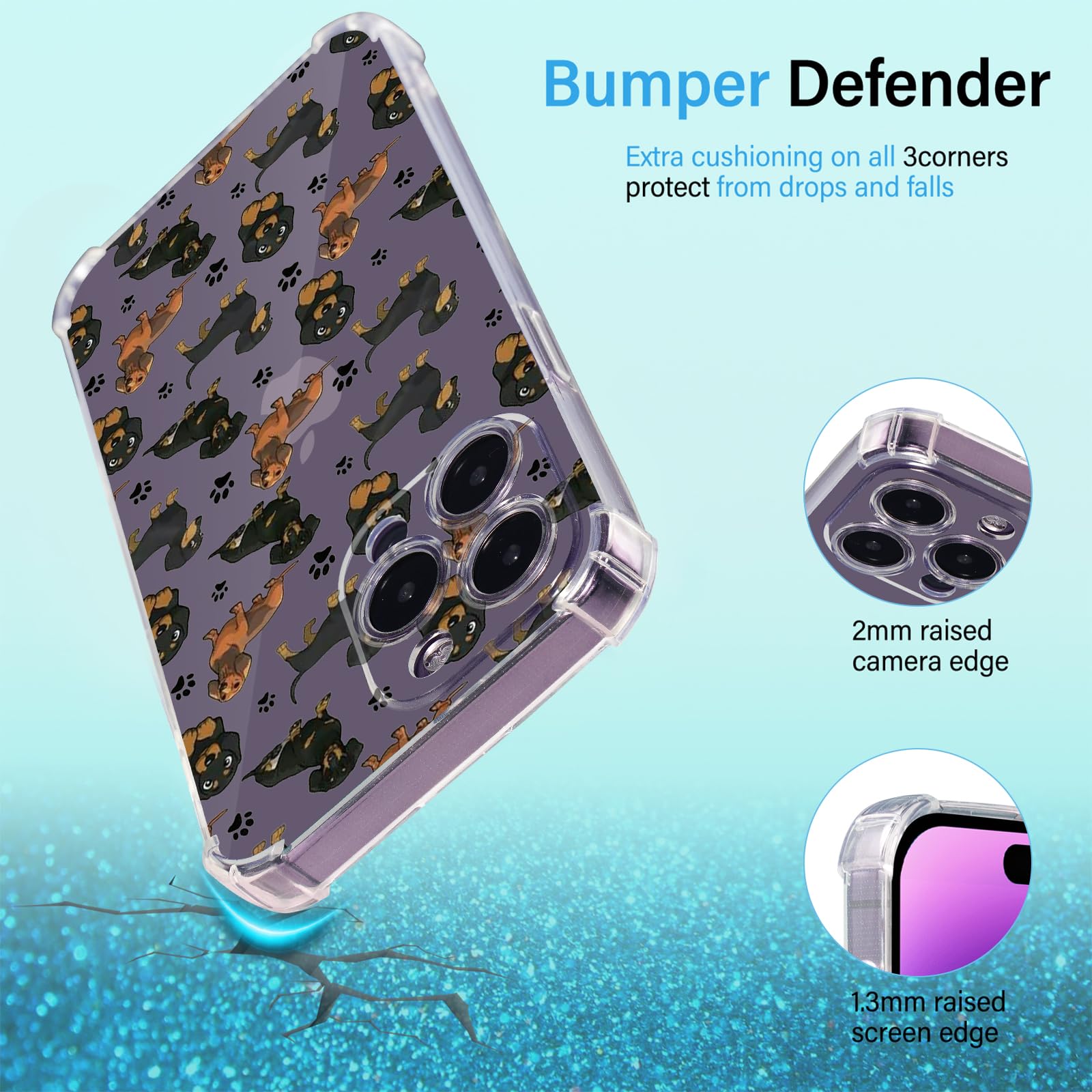 **Dachshund Paws Design Clear Soft TPU Protective Case for iPhone 11 Pro Max (6.5