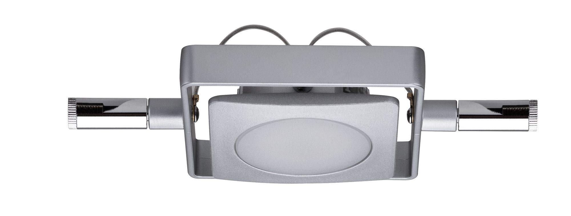Paulmann 941.07 MacLED Tension Wire Lighting System - 4 Square Spotlights with 10m Cable & Transformer - 16W 2700K Chrome Indoor Ceiling/Wall Lights [Energy Class A+] - Perfect for Modern Homes, Retail Displays & Gallery Lighting