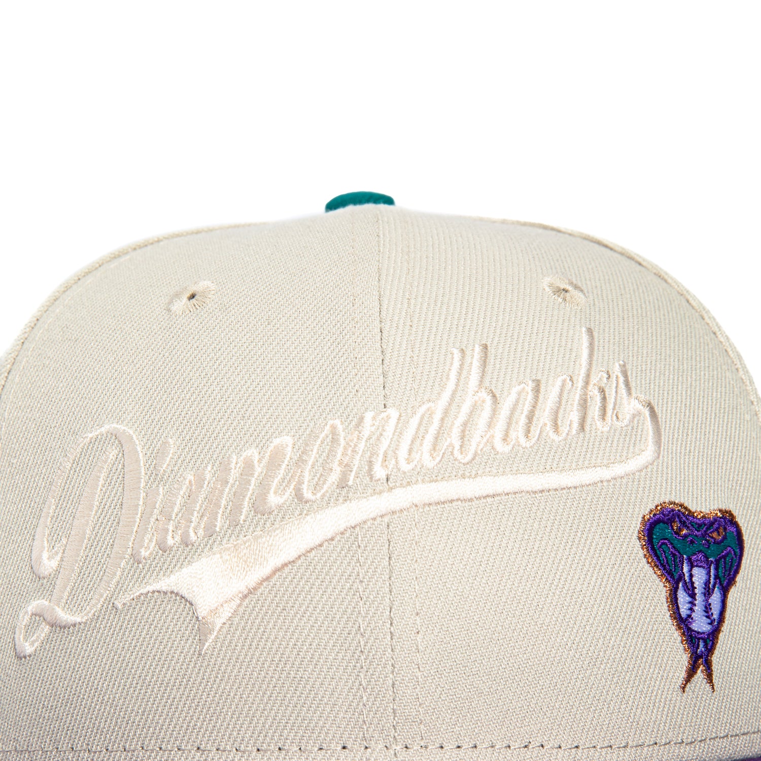 New Era 59Fifty Flawless Script Arizona Diamondbacks 20th Anniversary Champions Patch Hat - Stone & Purple - Official MLB Baseball Cap for Fans & Collectors - Perfect for Games, Tailgating & Sports Events