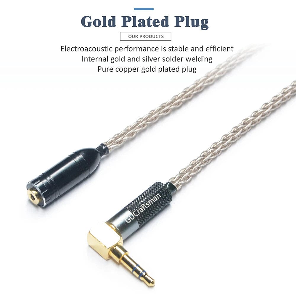 Premium GUCraftsman 6N Silver 8 Core HIFI Audio Cable - 2.5mm/4.4mm Balanced Headphone Cable for Sennheiser IE800/IE800s - High-End Upgrade for Audiophiles & Music Lovers - Perfect for Studio Monitoring, Gaming & Portable Hi-Fi Systems