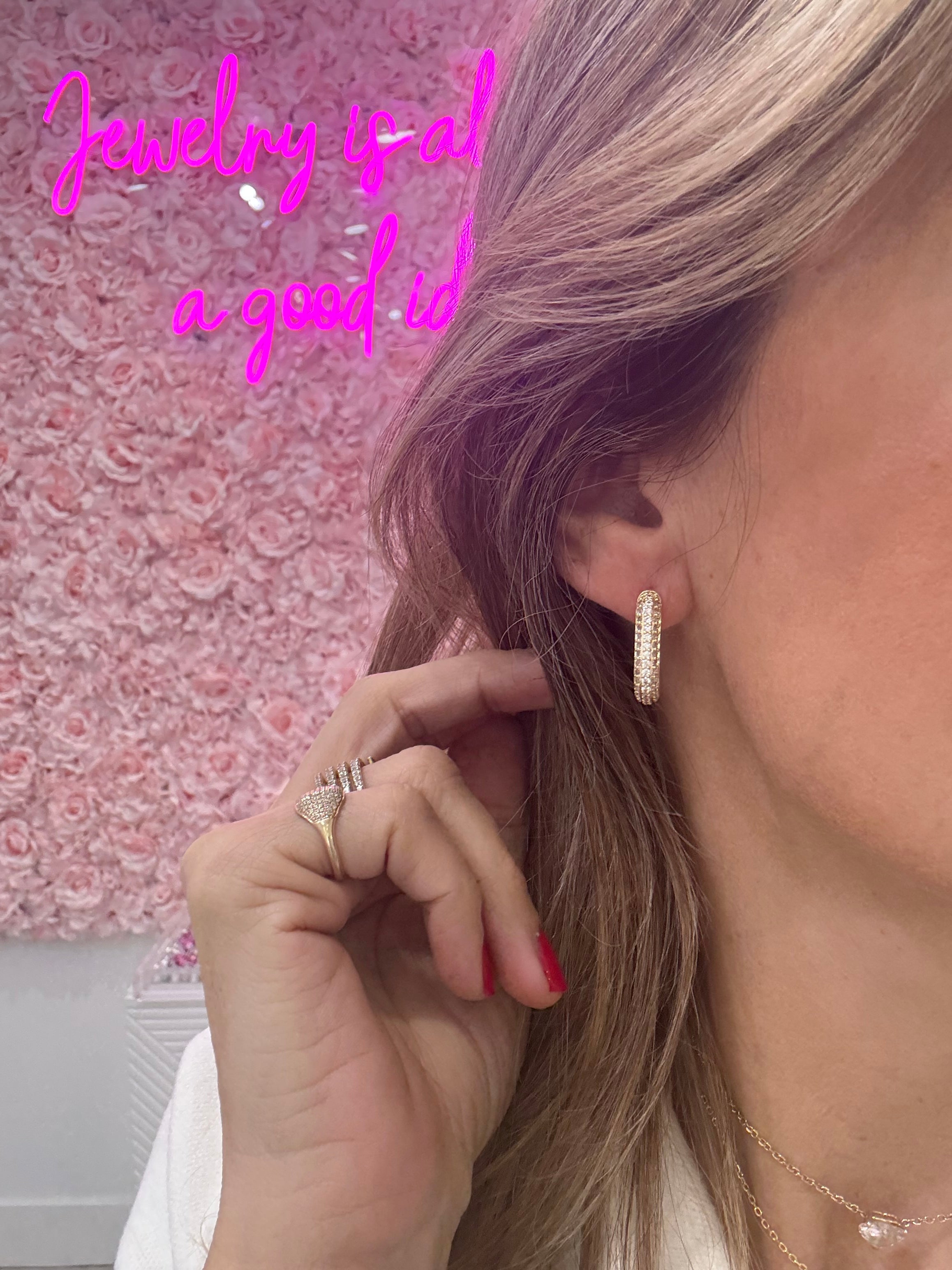CZ Cubic Zirconia Chunky Rectangle Hoop Earrings for Women - Trendy Statement Jewelry for Parties, Weddings & Everyday Wear