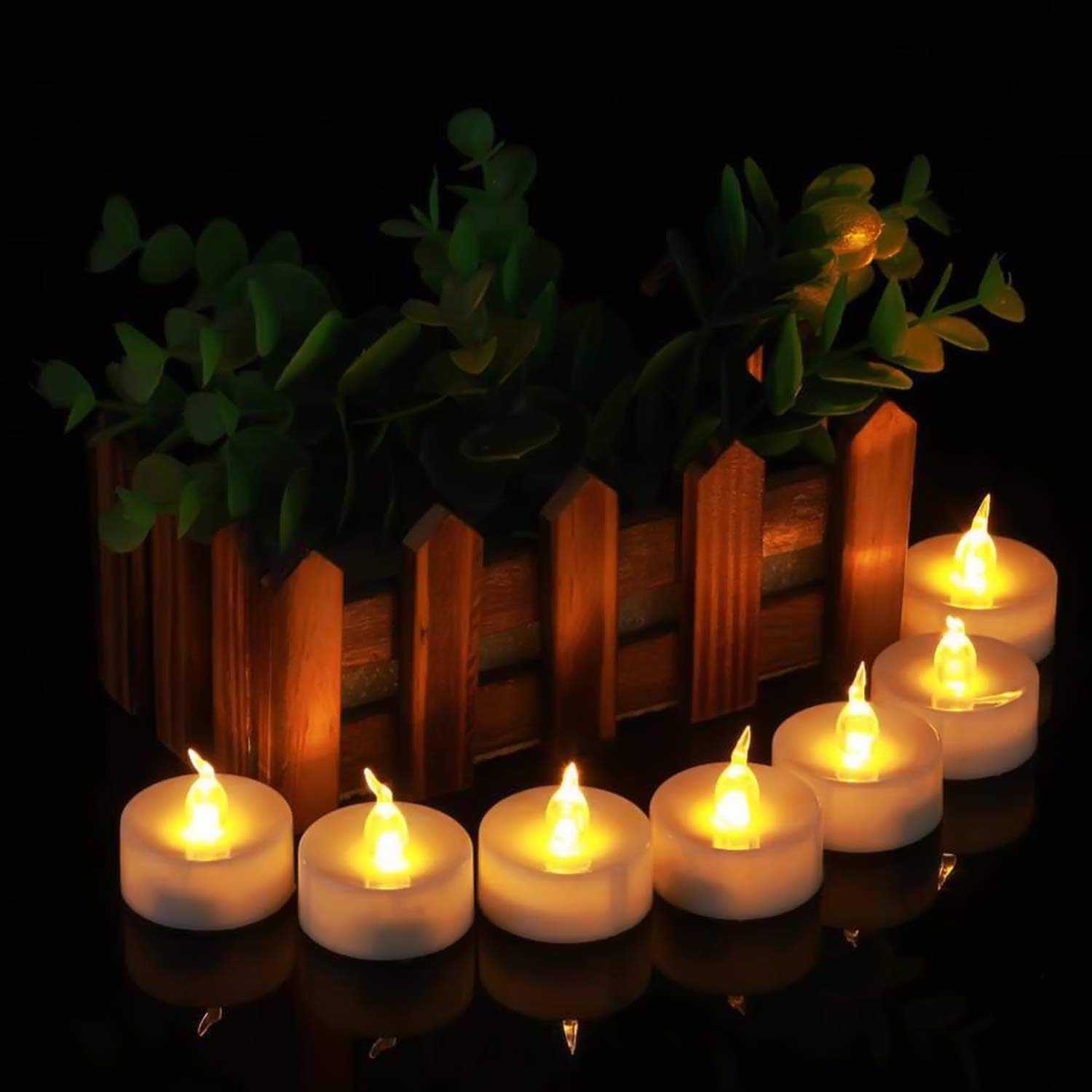 Flameless LED Tea Lights - Pack of 12 Warm Flickering Candles for Wedding & Home Decor