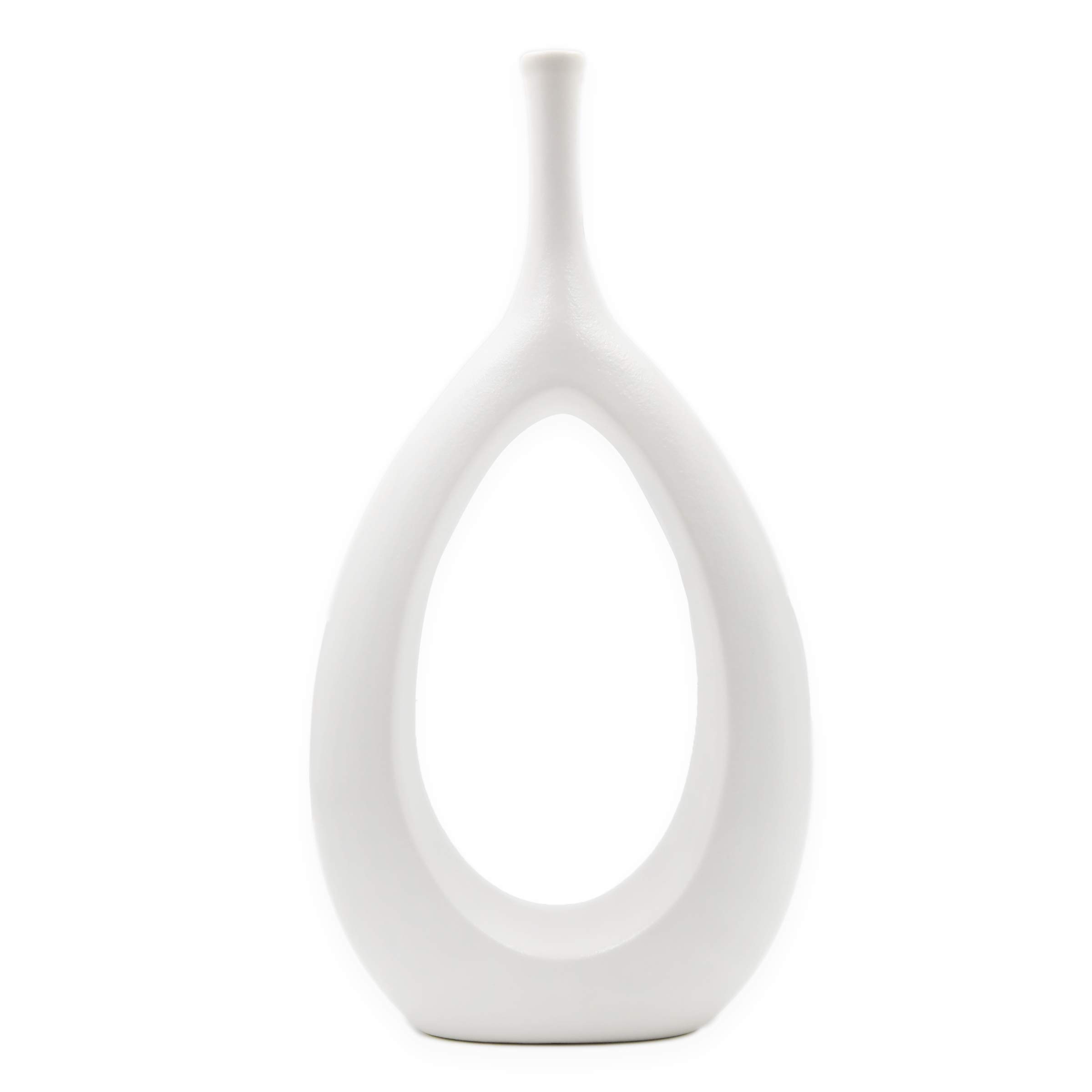 Samawi Home Decors 12 Inch White Ceramic Vase - Modern Decorative Flower Vase for Living Room, Bedroom & Kitchen Decor | Perfect for Fresh Flowers, Centerpieces & Home Styling