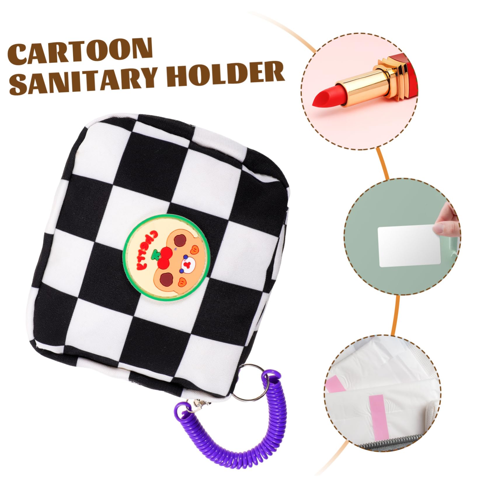 Lurrose Women's Menstrual Pouch - Small Sanitary Storage Bag for Towels & Nappy Supplies, Mini PU Travel Organizer for Girls - Perfect for Gym, Travel & Daily Use