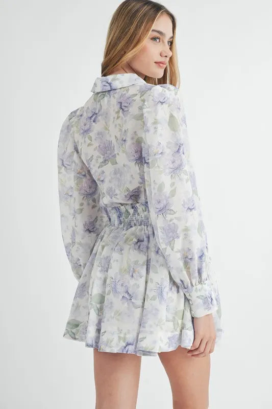 Floral Print Button Down Blouse and Mini Skirt Set for Women | Summer Casual Outfit | Office Wear & Date Night Fashion