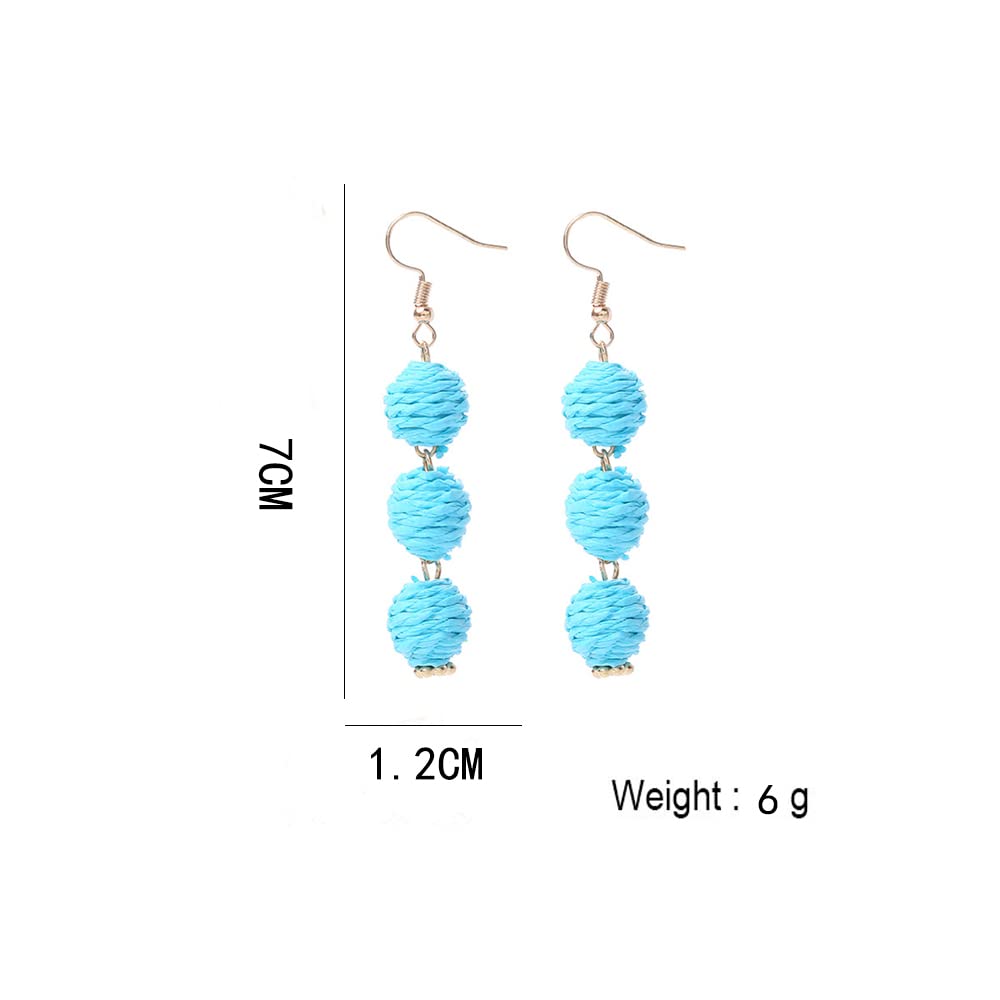 Handmade Boho Raffia Earrings for Women - Round Rattan Ball Dangle Drop Statement Earrings | Summer Beach Jewelry Accessories | Perfect for Vacation, Wedding, and Boho Fashion Outfits