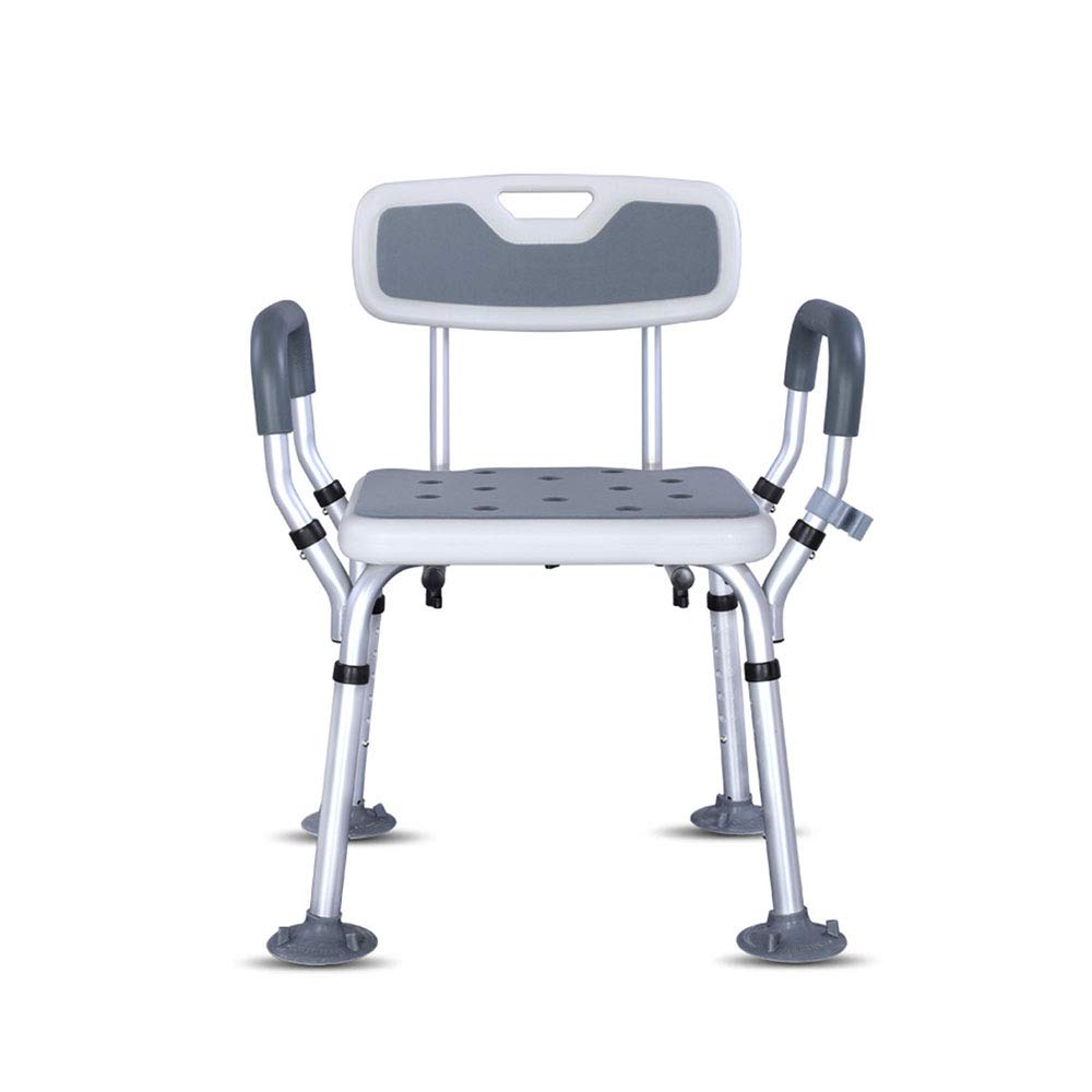 **Adjustable Shower Chair with Padded Armrests & Back - Lightweight Bath Seat for Elderly & Seniors - Supports 330 lbs - Perfect for Bathroom Safety & Mobility Assistance**