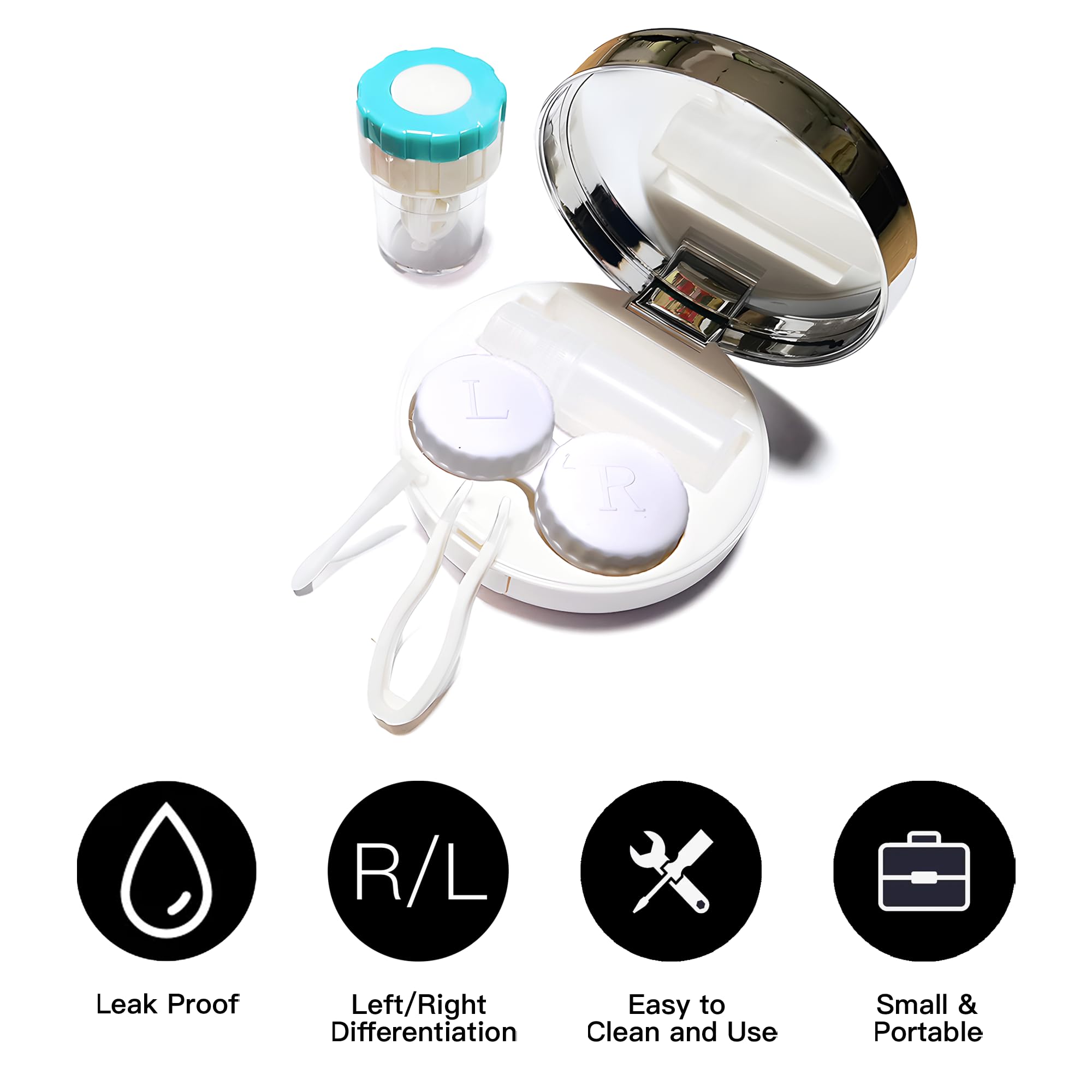 5-in-1 Portable Contact Lens Travel Kit with Mirror & Tools - for Travel, Daily Use & Outdoor Activities