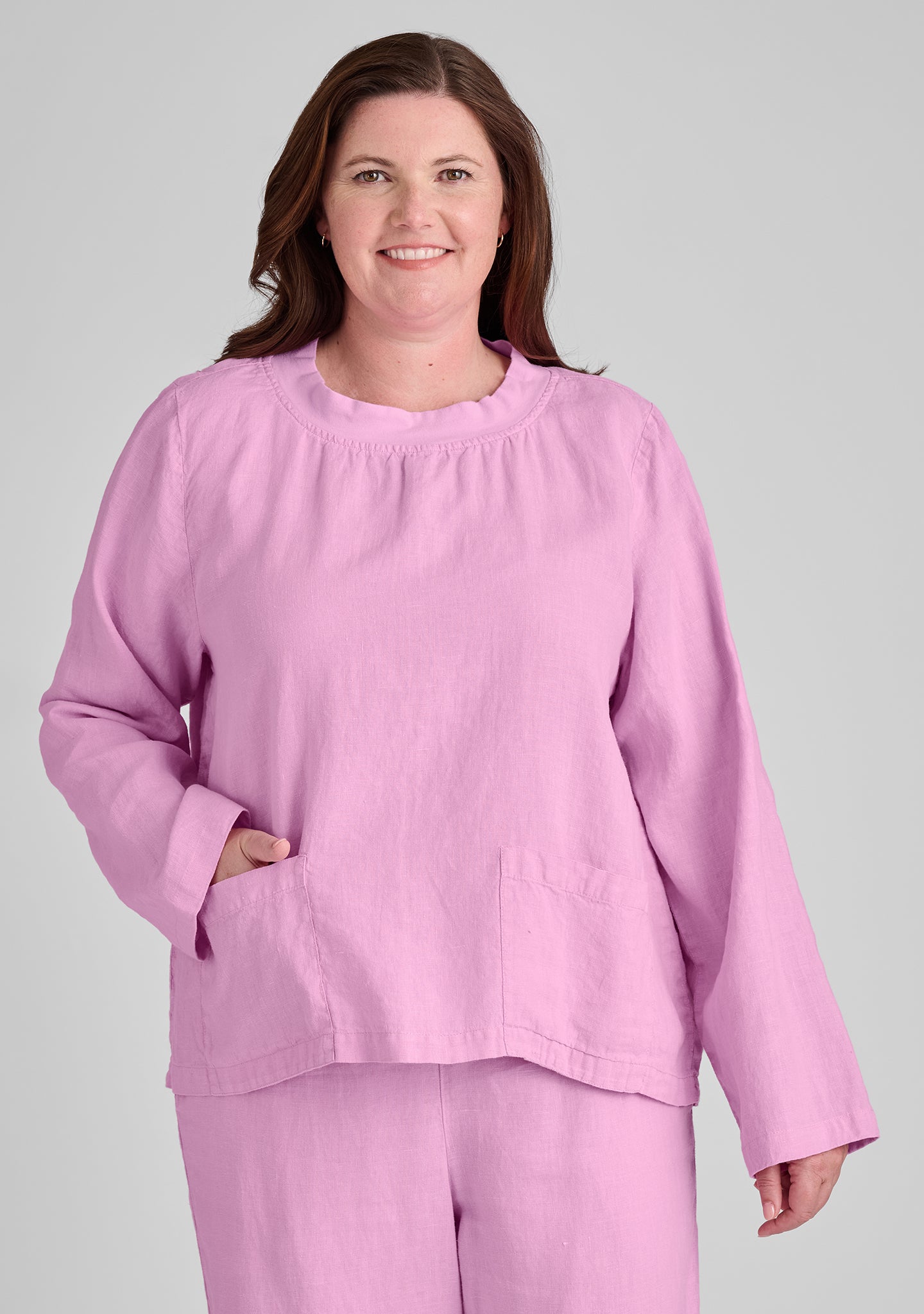 Women's Chelsea Pullover Long Sleeve Linen Shirt - Soft Breathable Casual Blouse for Spring & Summer Outfits