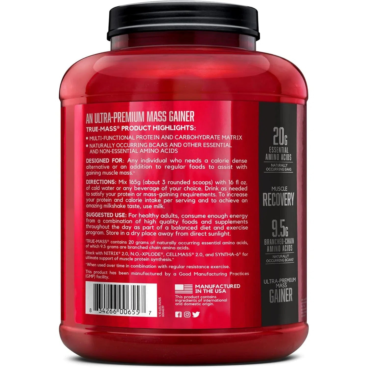 BSN TRUE MASS Weight Gainer Protein Powder - 6 lbs Chocolate Flavor for Muscle Growth & Recovery - Perfect for Bodybuilding, Post-Workout & Fitness Enthusiasts