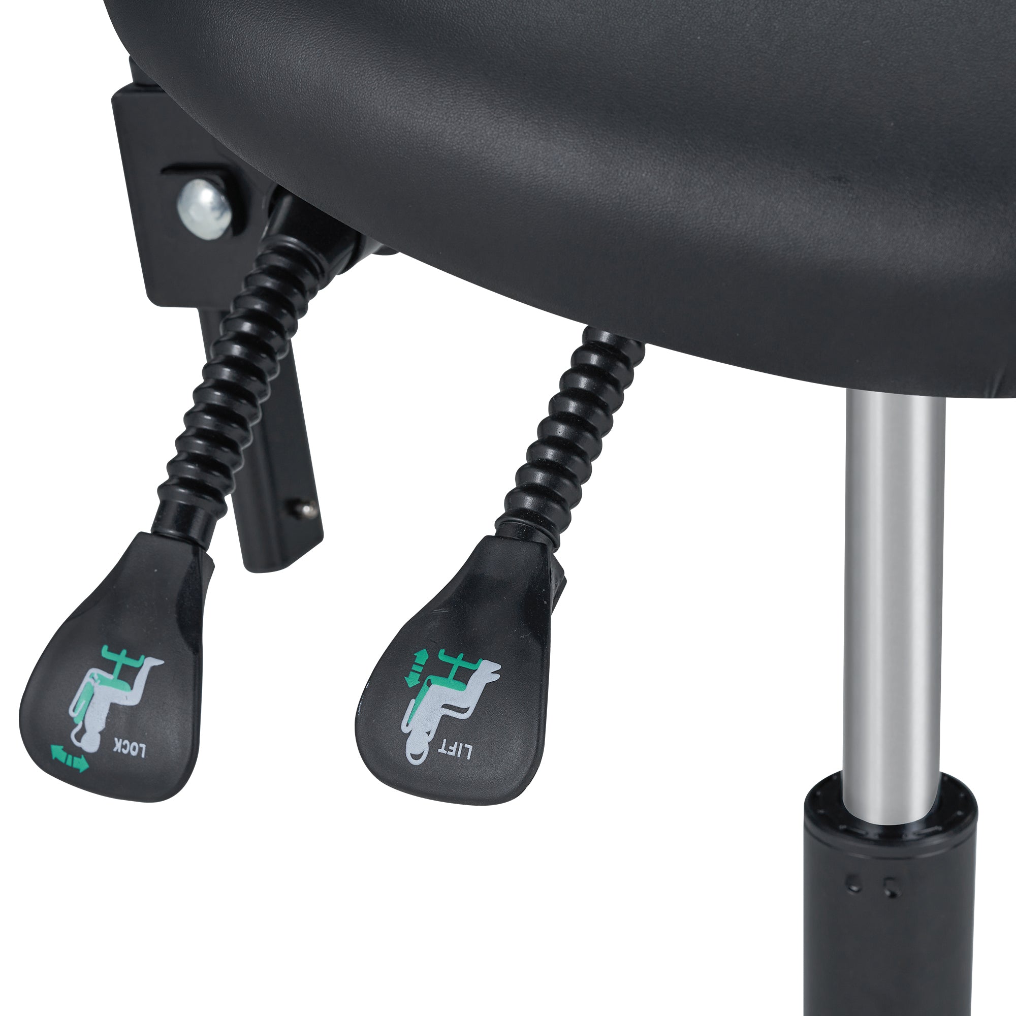Ergonomic Saddle Stool with Adjustable Height & Tilt - Hydraulic Swivel Rolling Massage Stool for Posture Correction | Split Seat Design with Backrest | Black & Gray Options | Perfect for Massage Therapists, Chiropractors & Office Workers