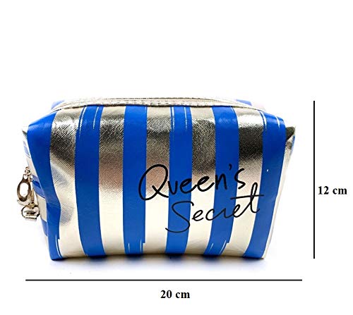 Awestuffs Women's Cosmetic Makeup Bag Travel Organizer Pouch - Waterproof & Spacious (Blue) - Perfect for Travel, Gym, and Daily Essentials Storage