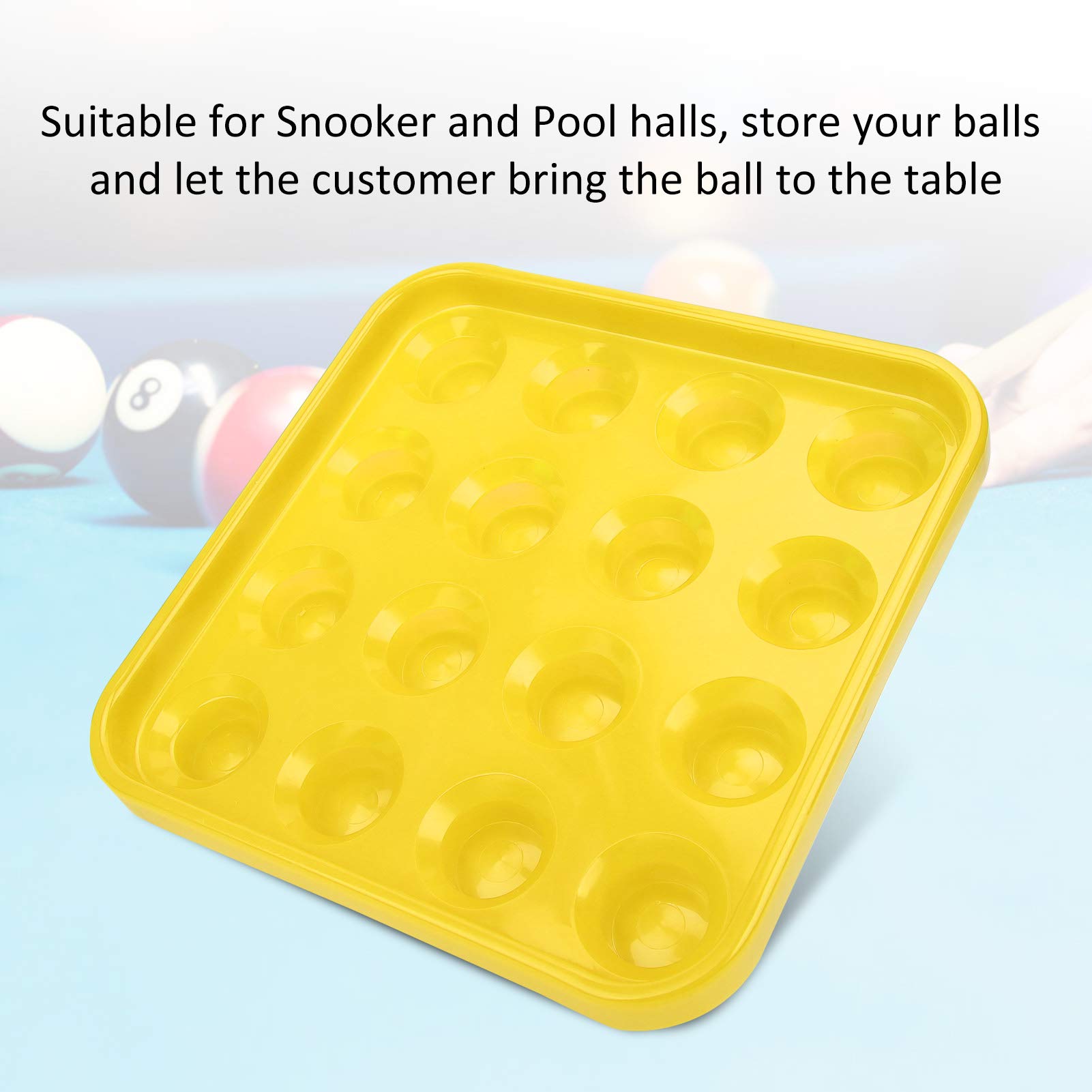 Premium Billiard Ball Holder Tray - Anti-Drop 5.9x5.9x1.6 Inch Pool Ball Storage Organizer for Snooker & Billiards - Durable Yellow Design for Pool Halls, Game Rooms & Home Bars