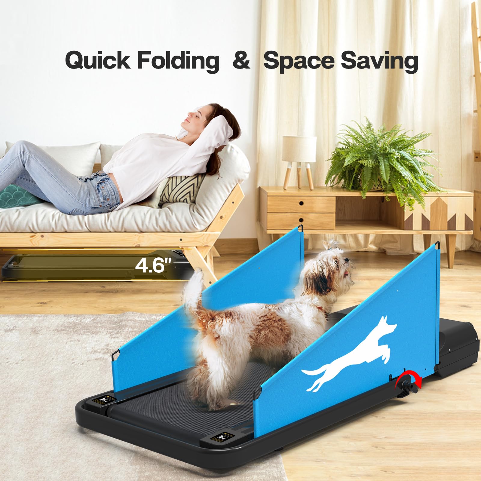 Foldable Dog Treadmill for Small & Medium Dogs - 2.5HP Motor, 220lbs Capacity, 2-in-1 Pet Exercise Machine for Indoor Running & Walking - Perfect for Home Training, Weight Loss & Energy Burning