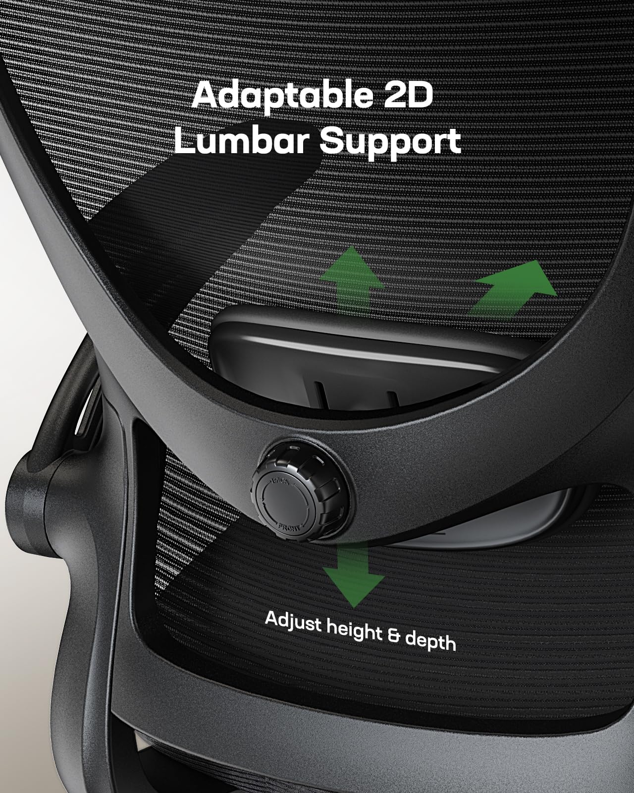 Ergonomic Office Chair with Adjustable Lumbar Support & 3-Way PU Armrests - Breathable Mesh Computer Desk Chair for Home Office, Gaming & Work - Comfortable Swivel Task Chair with Rolling Wheels for Long Hours Sitting