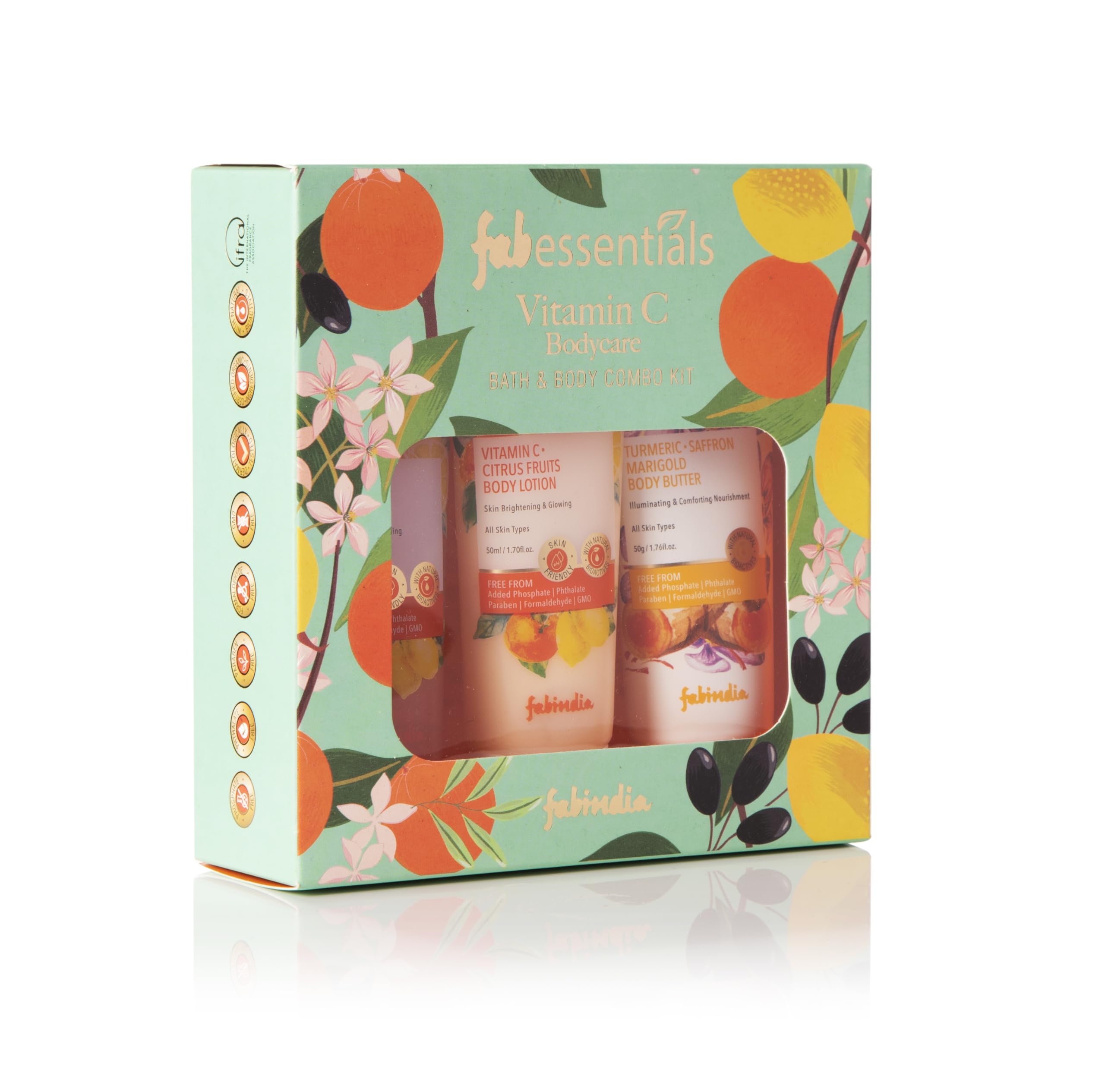 Fabessentials Vitamin C Bath & Body Gift Set - Hydrating Body Wash, Nourishing Lotion & Turmeric Saffron Body Butter for Glowing Skin | Skincare Gift for Men & Women (150g) | Perfect for Spa Day, Self-Care Routine & Holiday Gifting