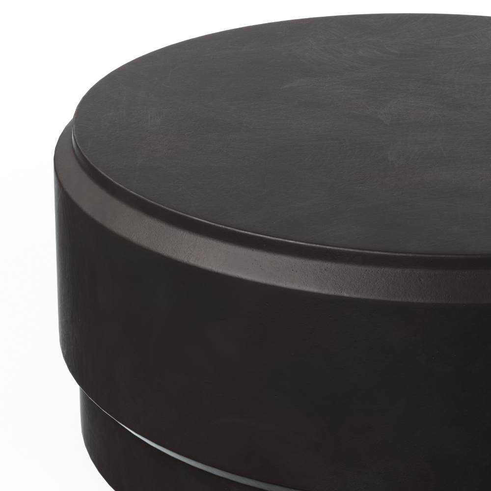 Outdoor Concrete Round Coffee Table - Durable Weatherproof Barrel Design for Patio, Garden, and Backyard Decor