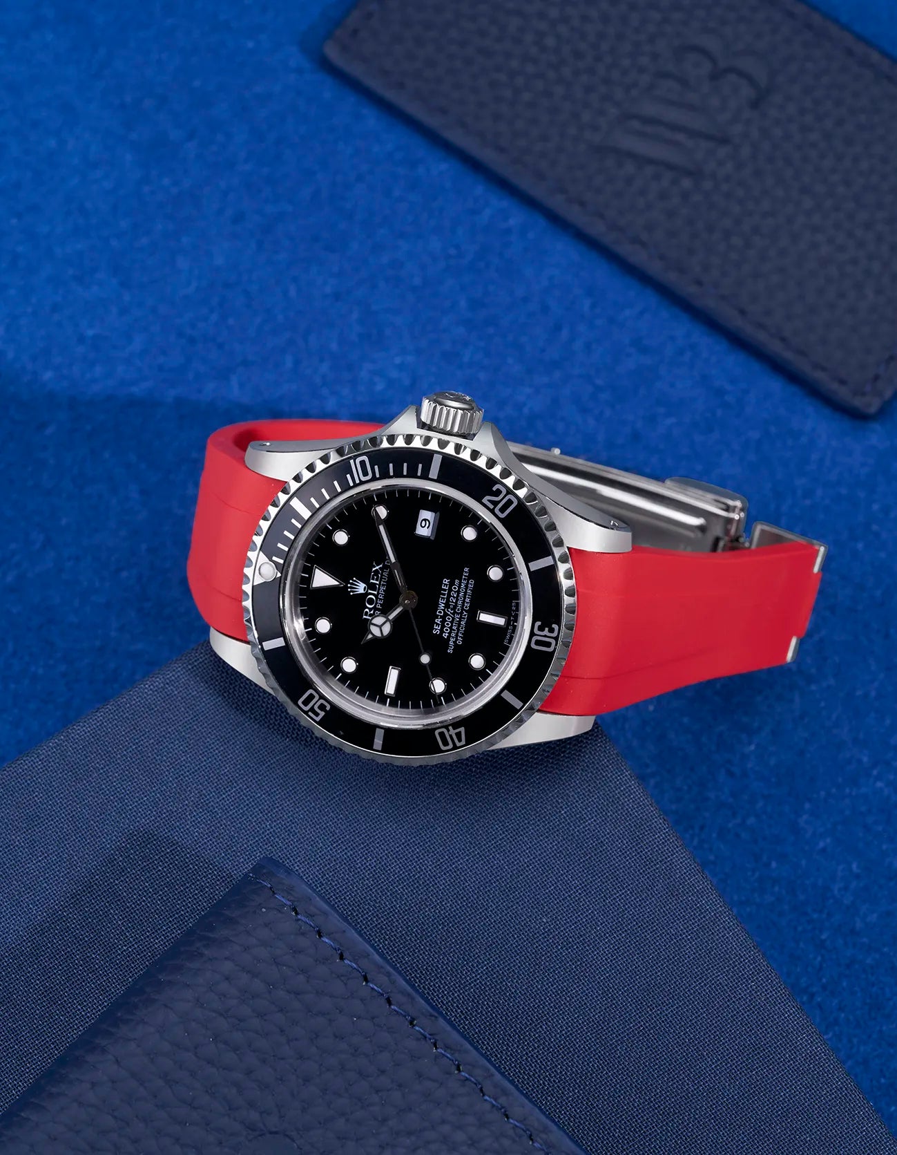High-Quality FKM Rubber Watch Strap with Original Clasp for Rolex Sea Dweller 16600 - Durable, Comfortable & Waterproof for Diving, Swimming & Outdoor Activities