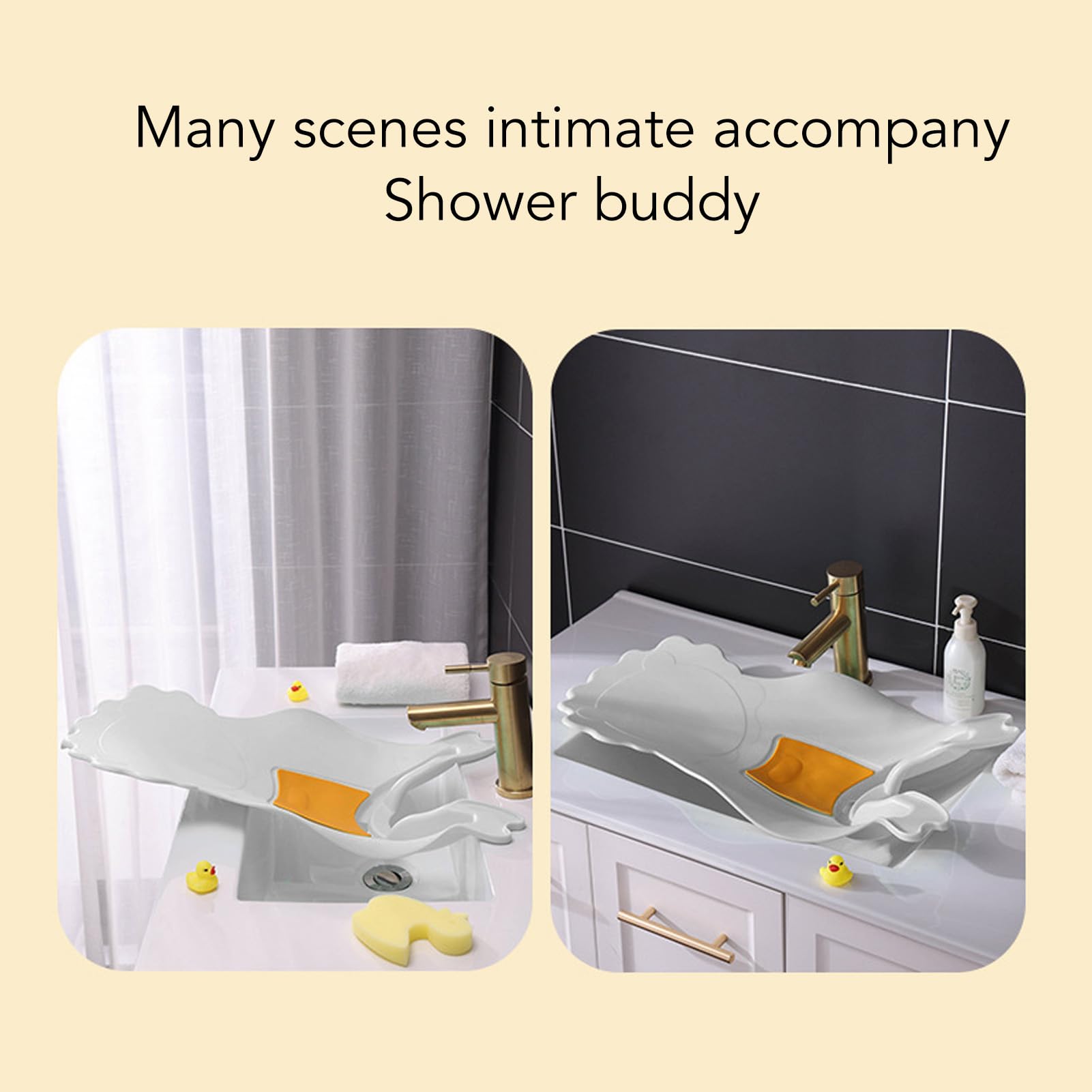 Space-Saving Baby Bather & Wash Basin for Sink - Gray Infant Bath Tub with Rinse Function | Perfect for Newborns & Toddlers at Home or Travel