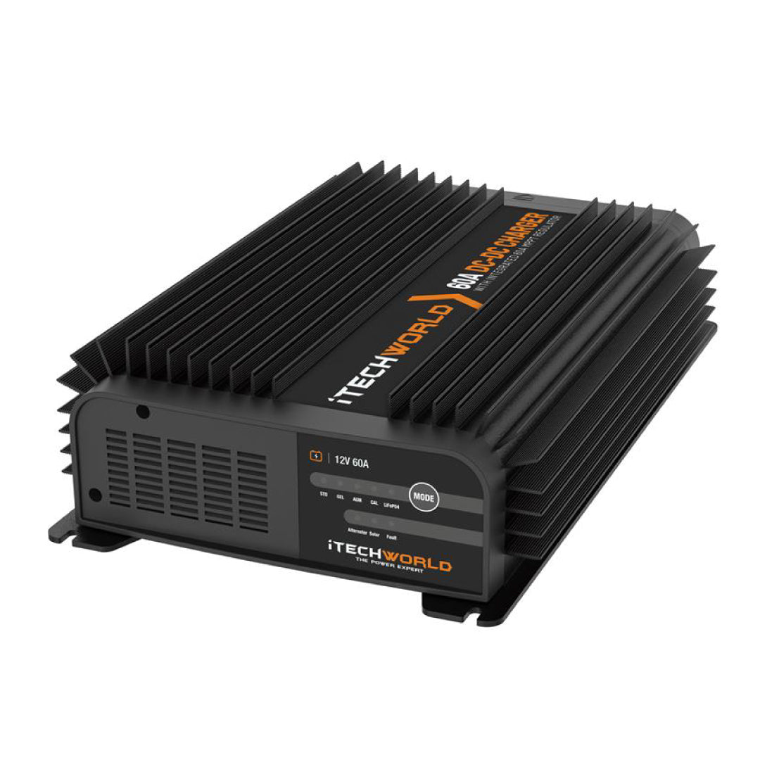 iTECHDCDC60 | 60A DC-DC & MPPT Solar Battery Charger | 12V/24V Dual Voltage for RV, Marine, Off-Grid Power Systems | Fast Charging for Lithium & Lead-Acid Batteries
