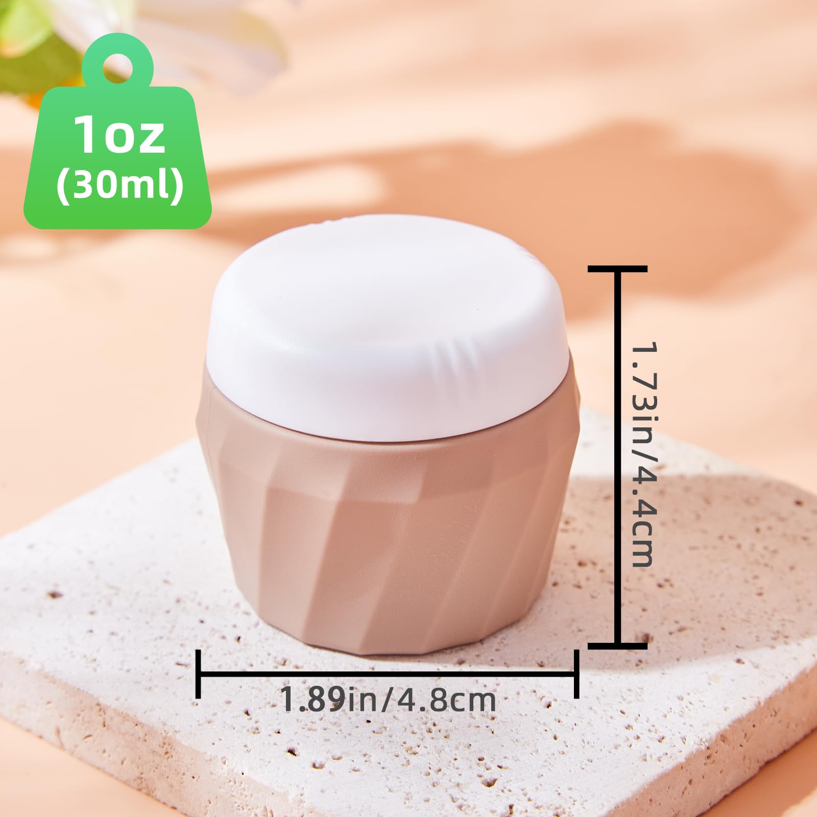 Premium 1oz Silicone Travel Containers for Toiletries - TSA Approved Leak-Proof Refillable Cosmetic Cream Jars with Clear Bag - Perfect for Face & Body Cream Storage (Apricot) | Ideal for Air Travel, Gym, Camping & Daily Skincare Routine