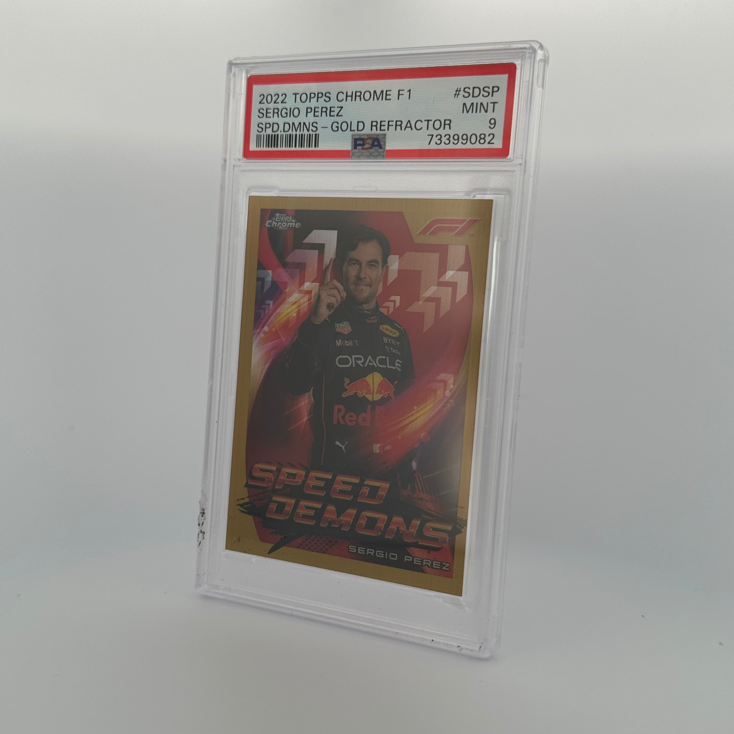 PSA 9 Graded 44/50 Sergio Perez #SDSP Speed Demons Gold Refractor - Rare Collectible for F1 Racing Fans & Sports Memorabilia Enthusiasts