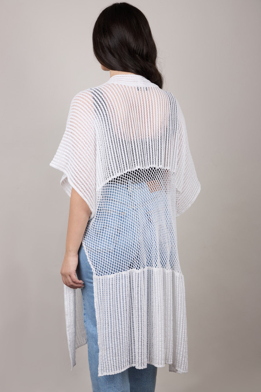 Stylish Open Knit Cover Up - Mixed Media Beachwear for Women | Perfect for Beach, Pool, and Summer Outings